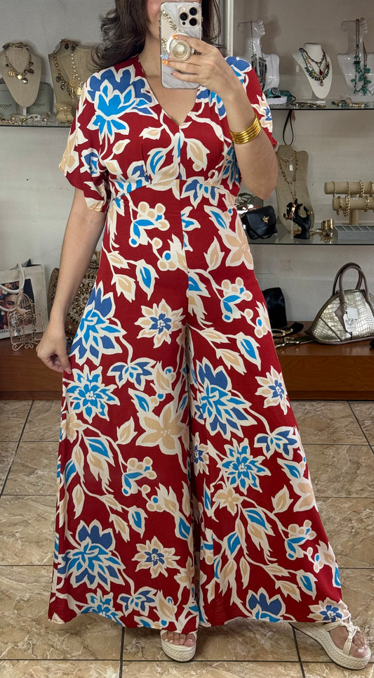 Open Back Printed Jumpsuit