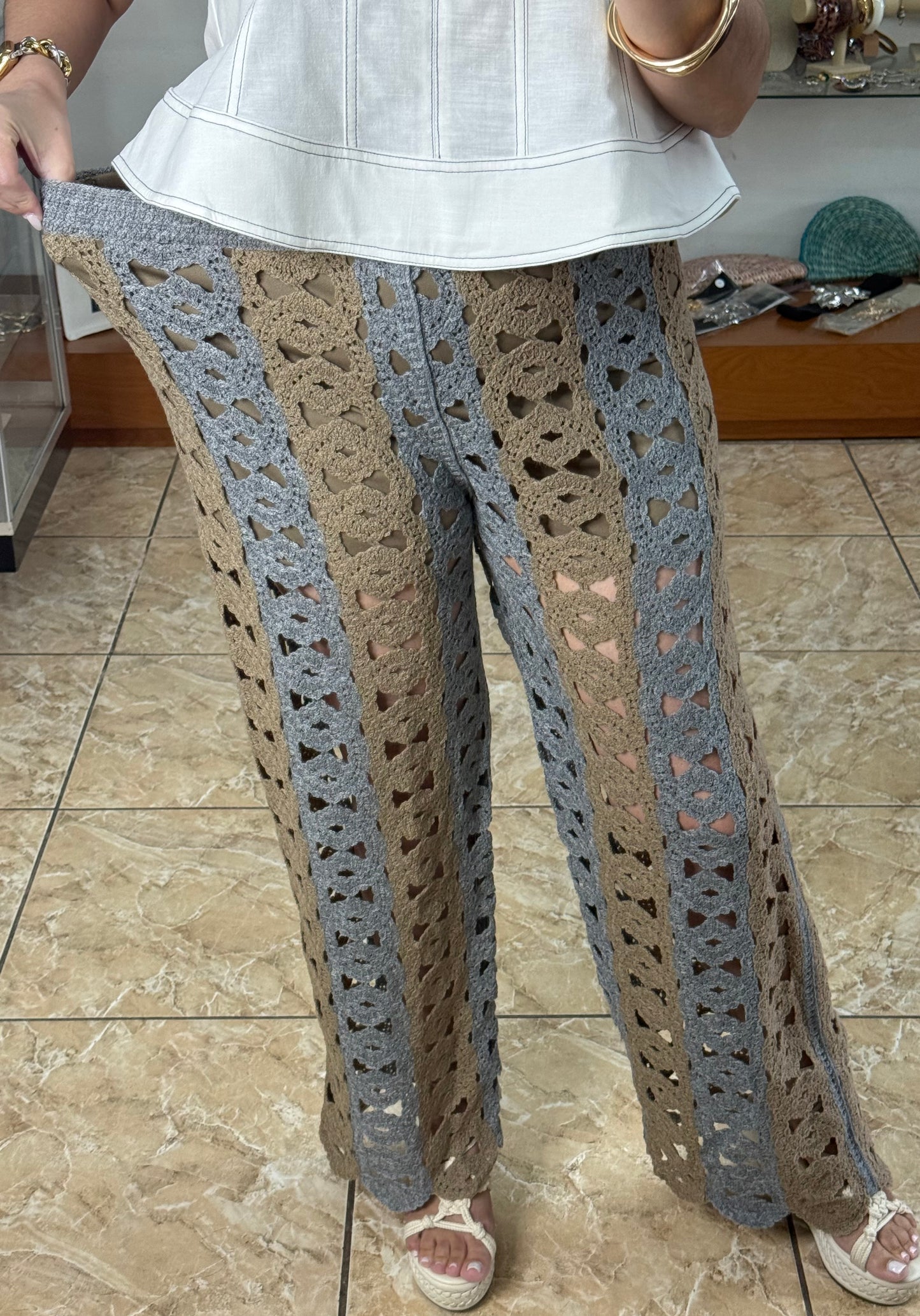 Grey Mix OS Crochet Pant (NO RETURNS OR EXCHANGE) (TOP SOLD SEPARATELY)