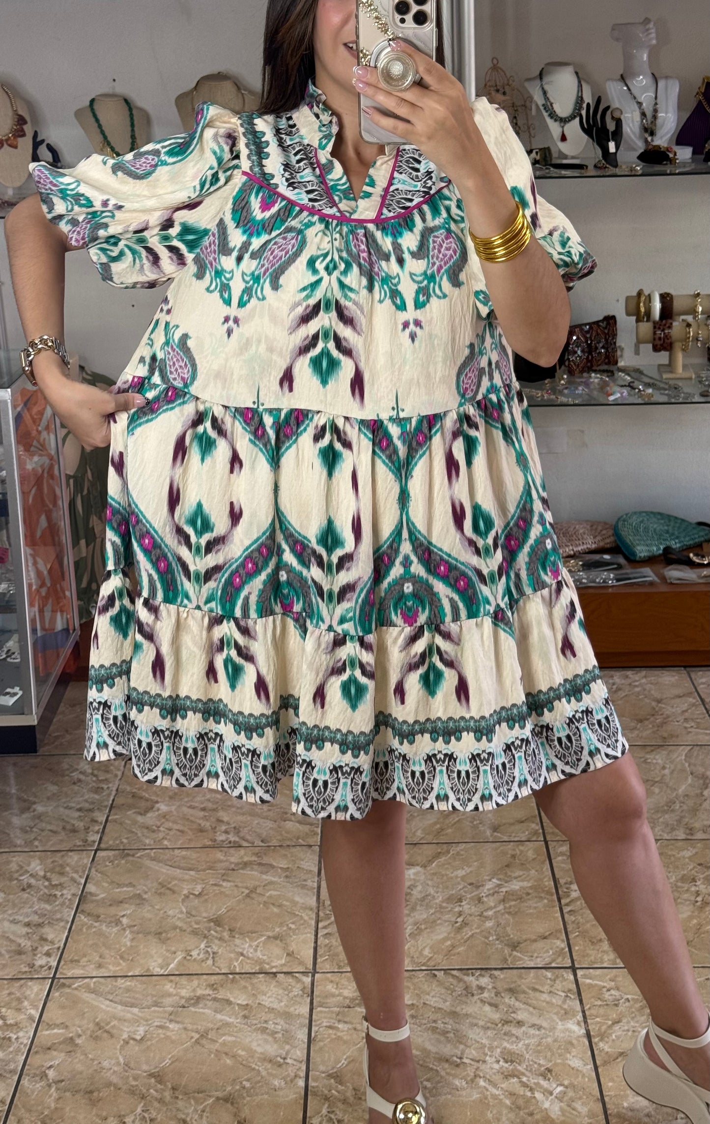 Teal Mix Doll Dress