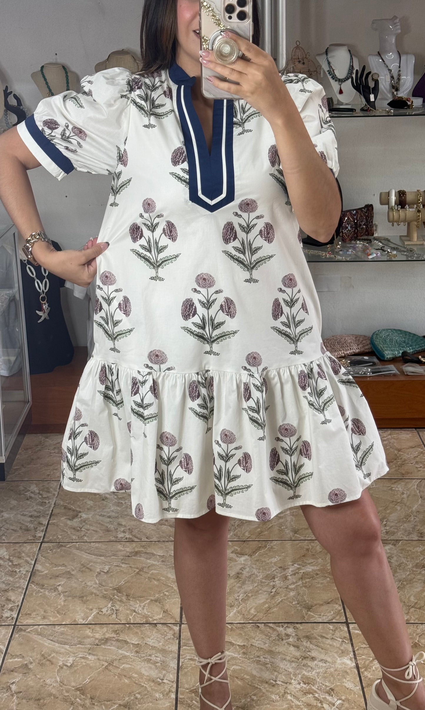 Puff Sleeve Floral Mini Dress