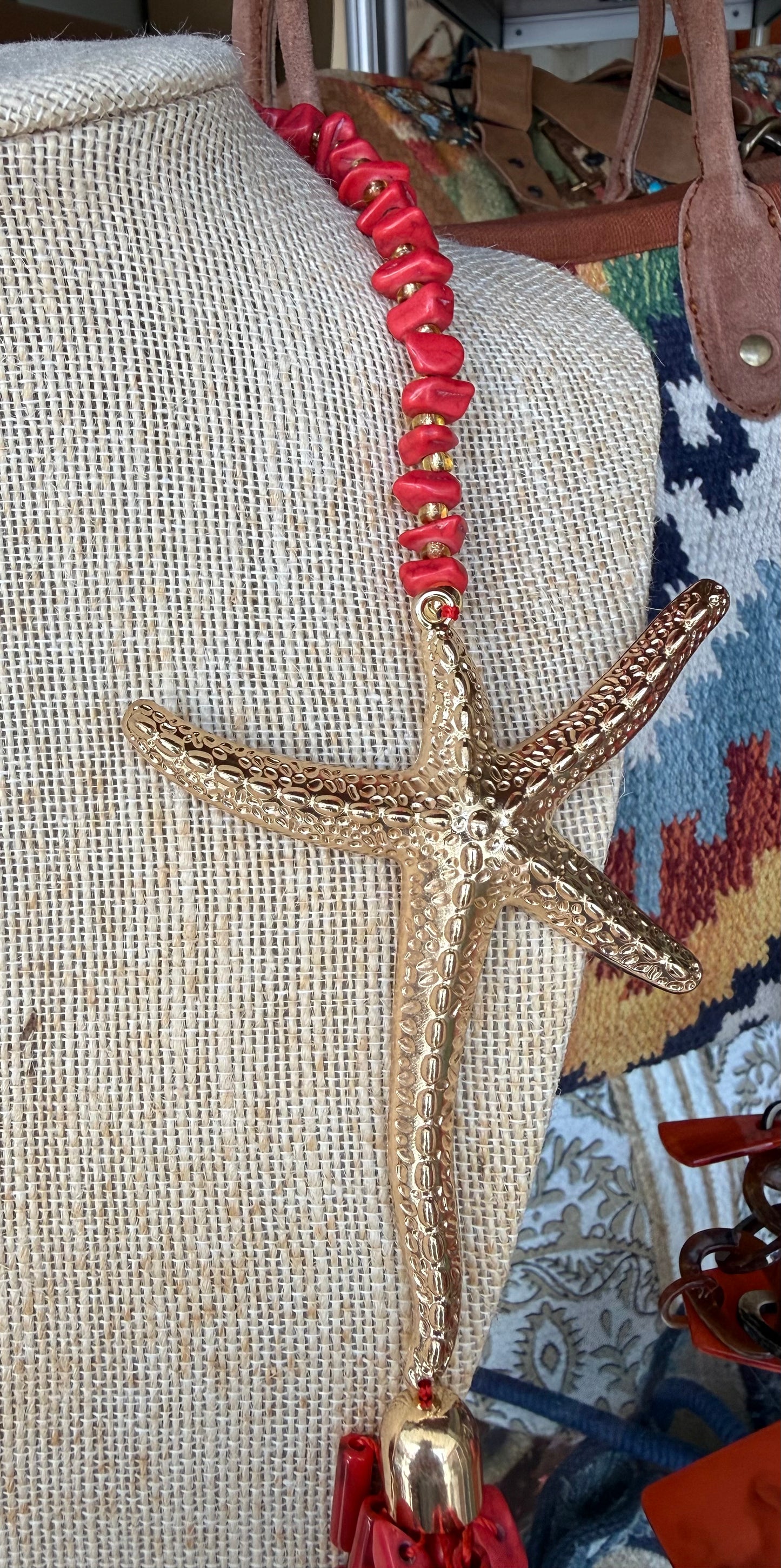 Beads and Starfish Long Necklace (FINAL SALE)