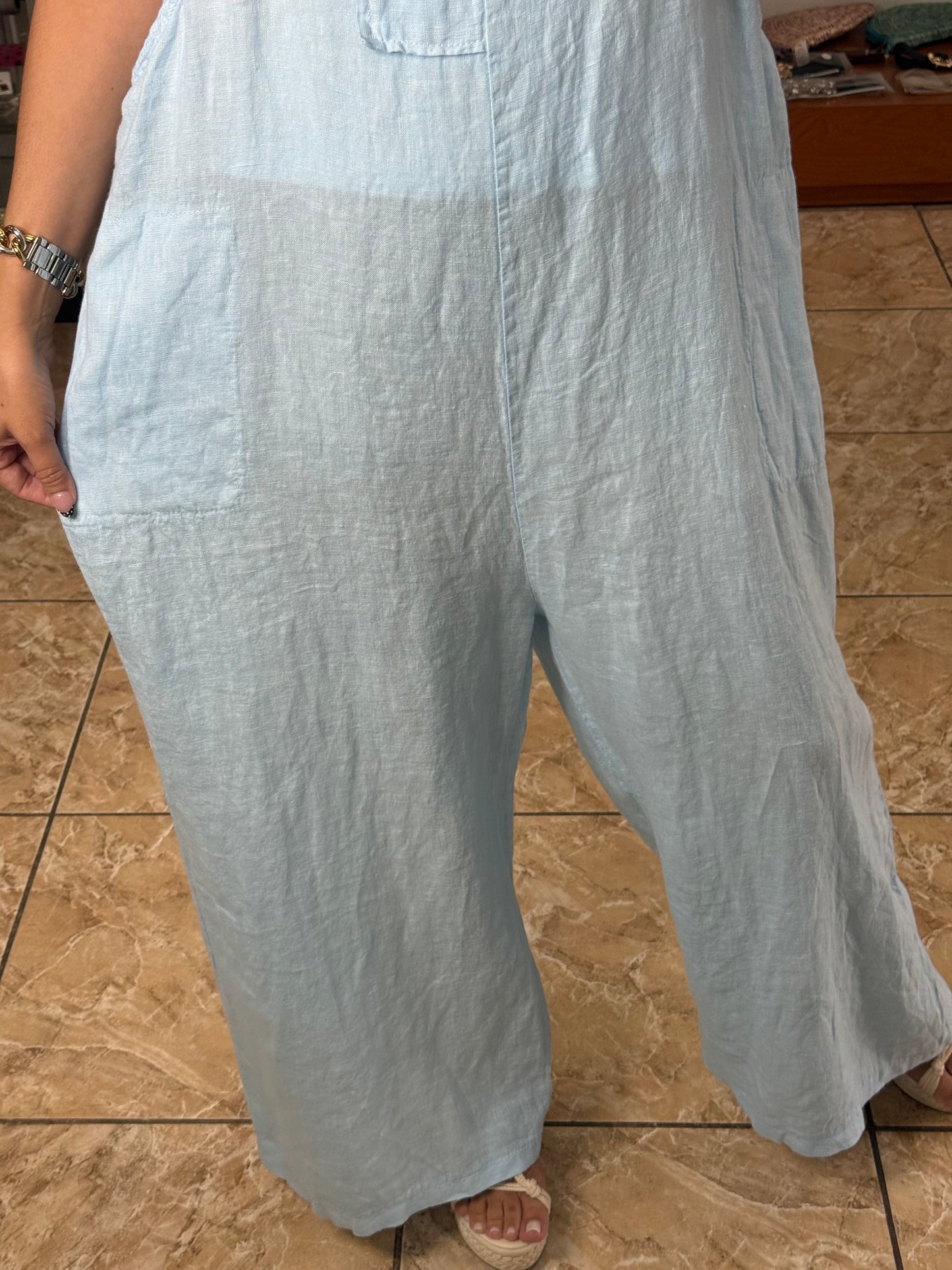 OS Linen Top & Jumpsuit Set (NO RETURNS OR EXCHANGE)