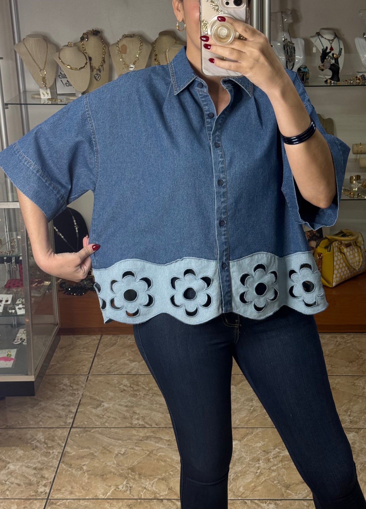 Two Tones Denim Top