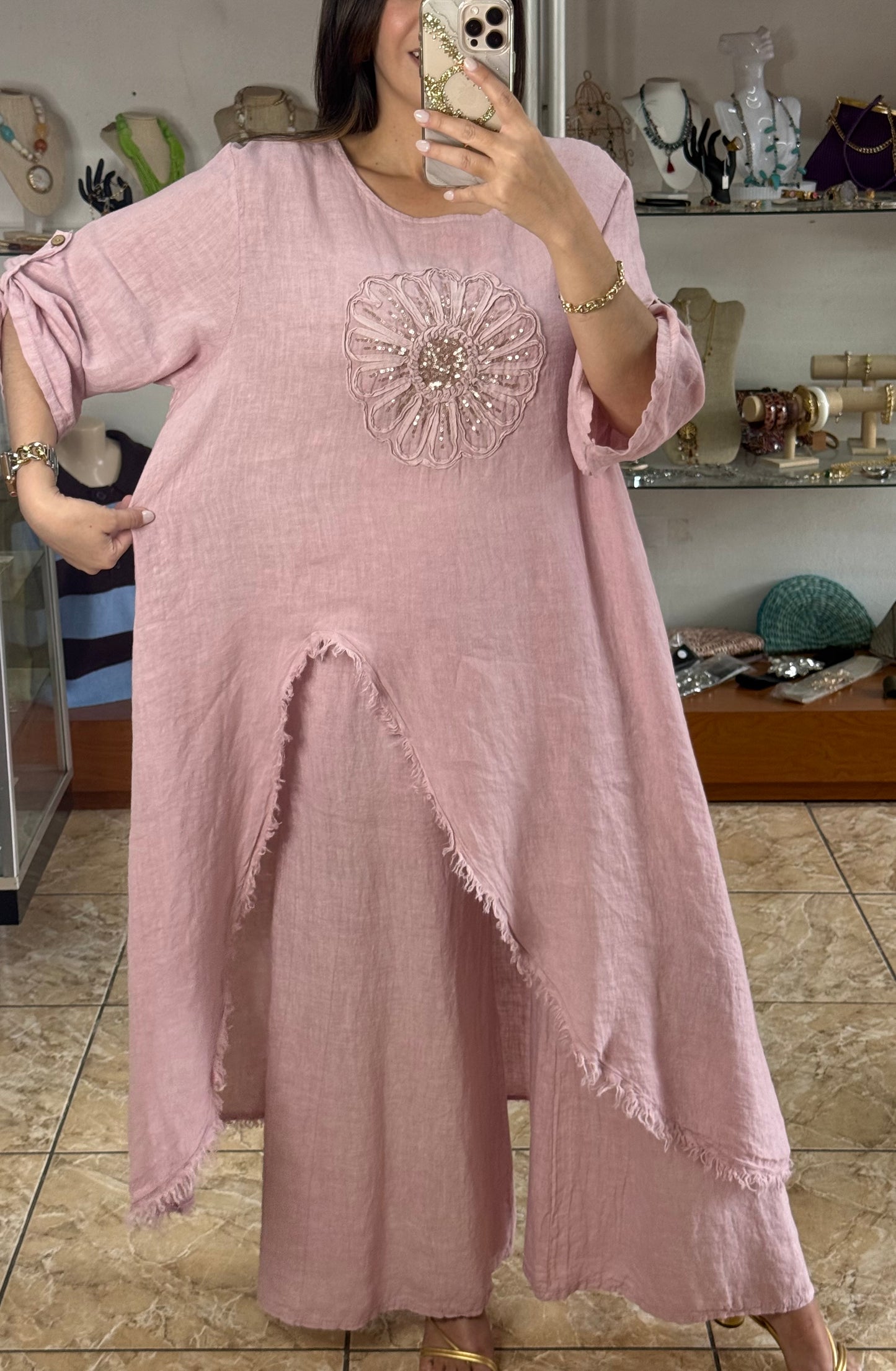 Asymmetrical OS Floral Top (NO RETURNS OR EXCHANGE) (PANT SOLD SEPARATELY)