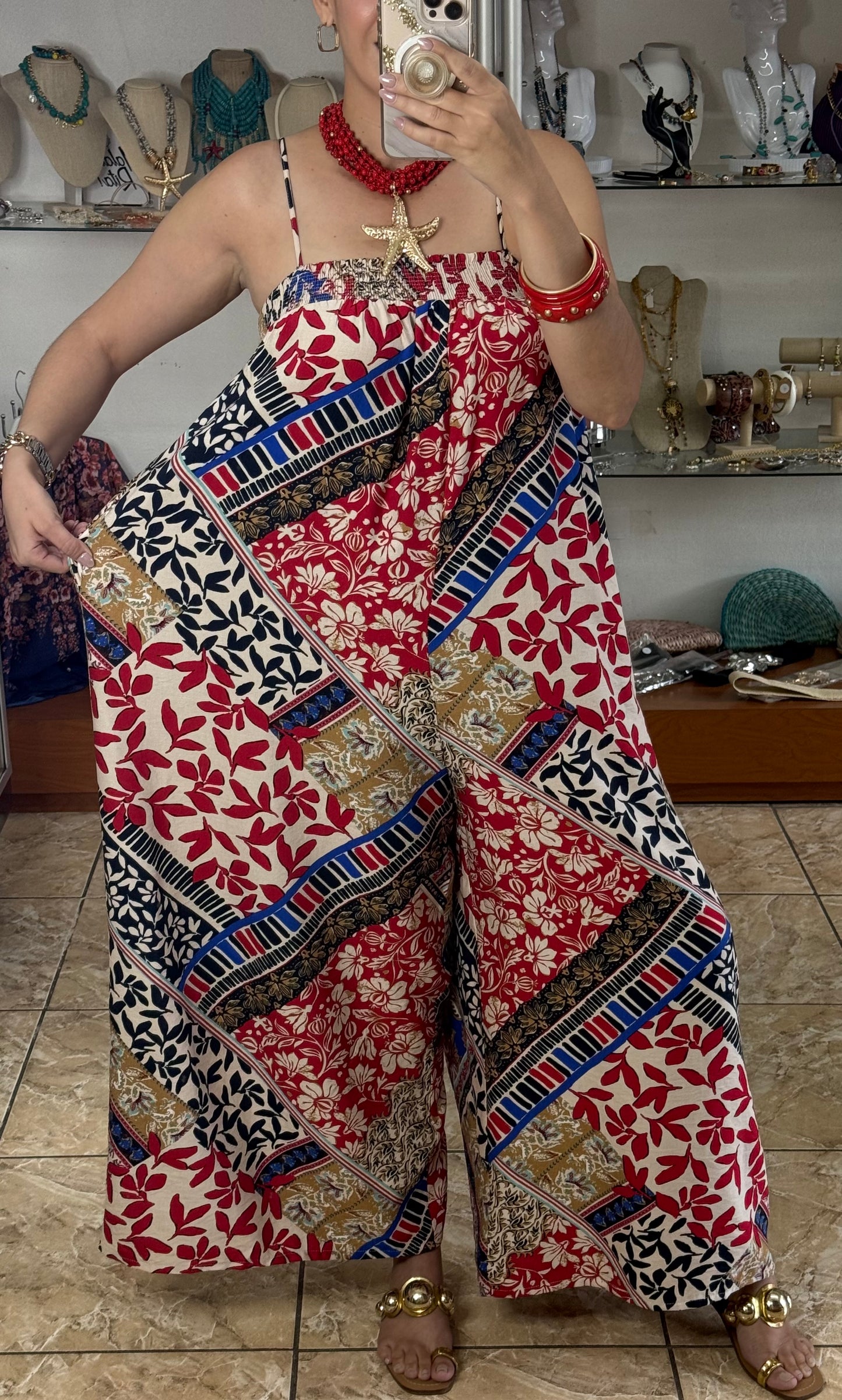 Red/Multi Jumpsuit