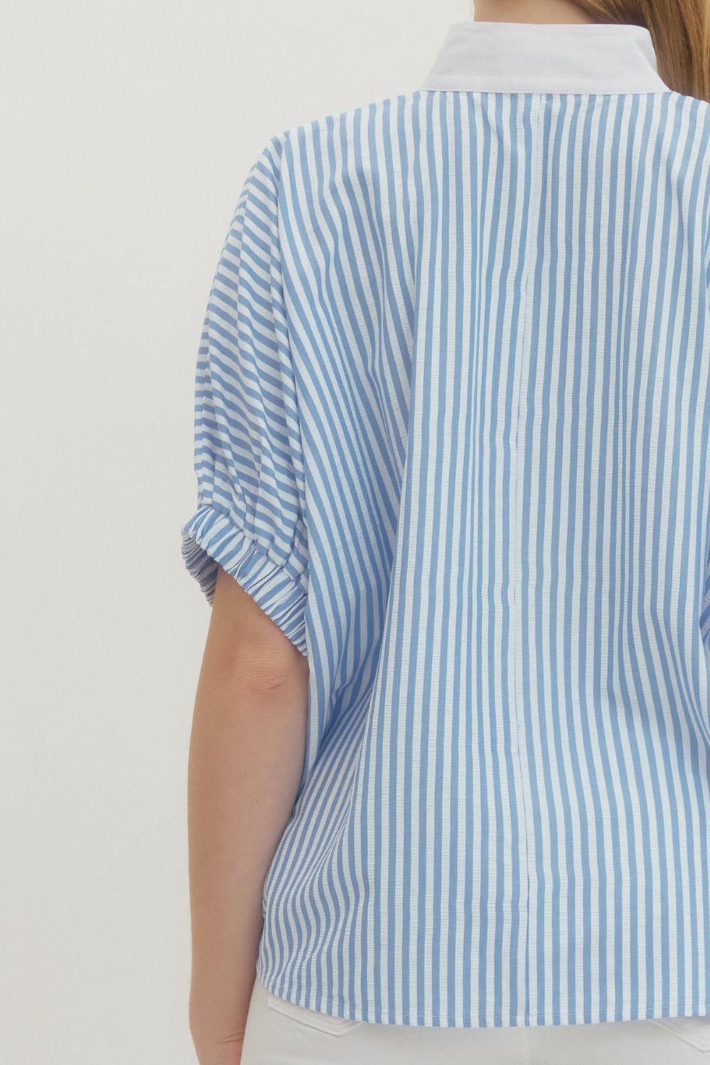 Dolman Sleeve Blue Stripes Top (PLUS)