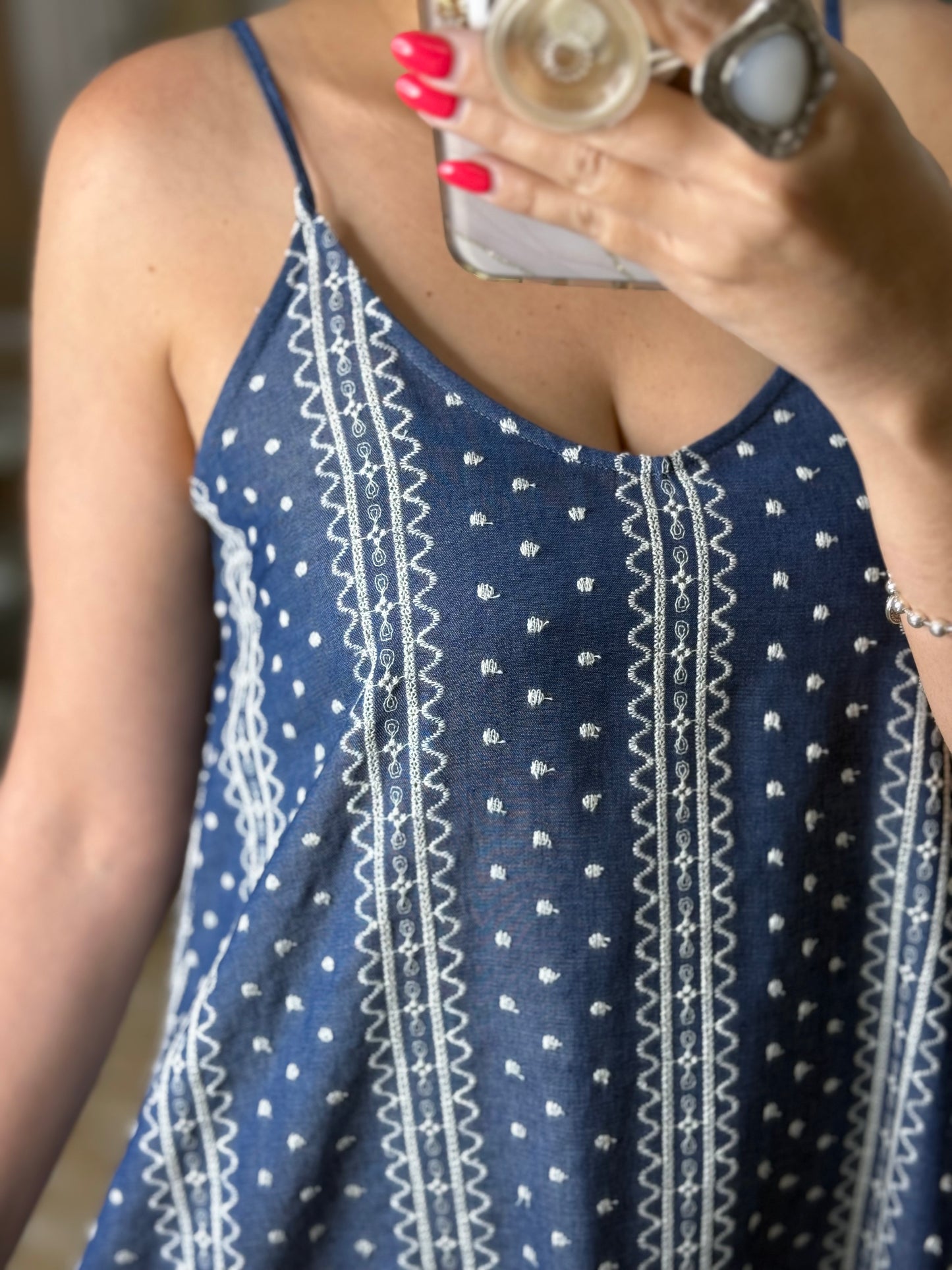 Embroidered Sleeveless Maxi Dress