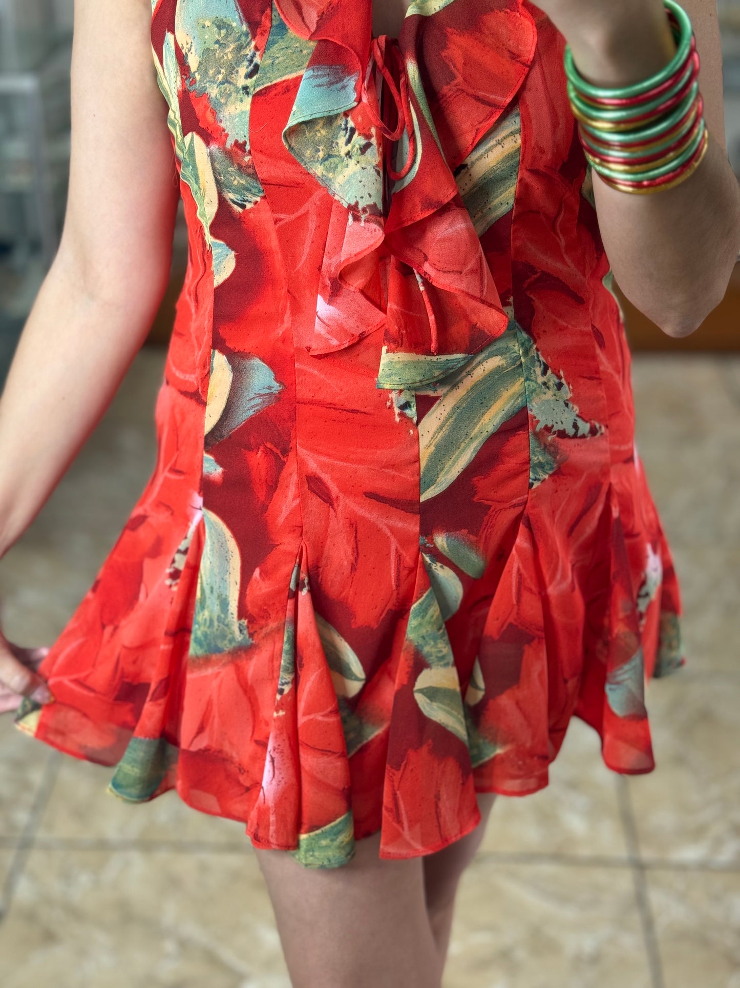 Red Open Back Mini Dress