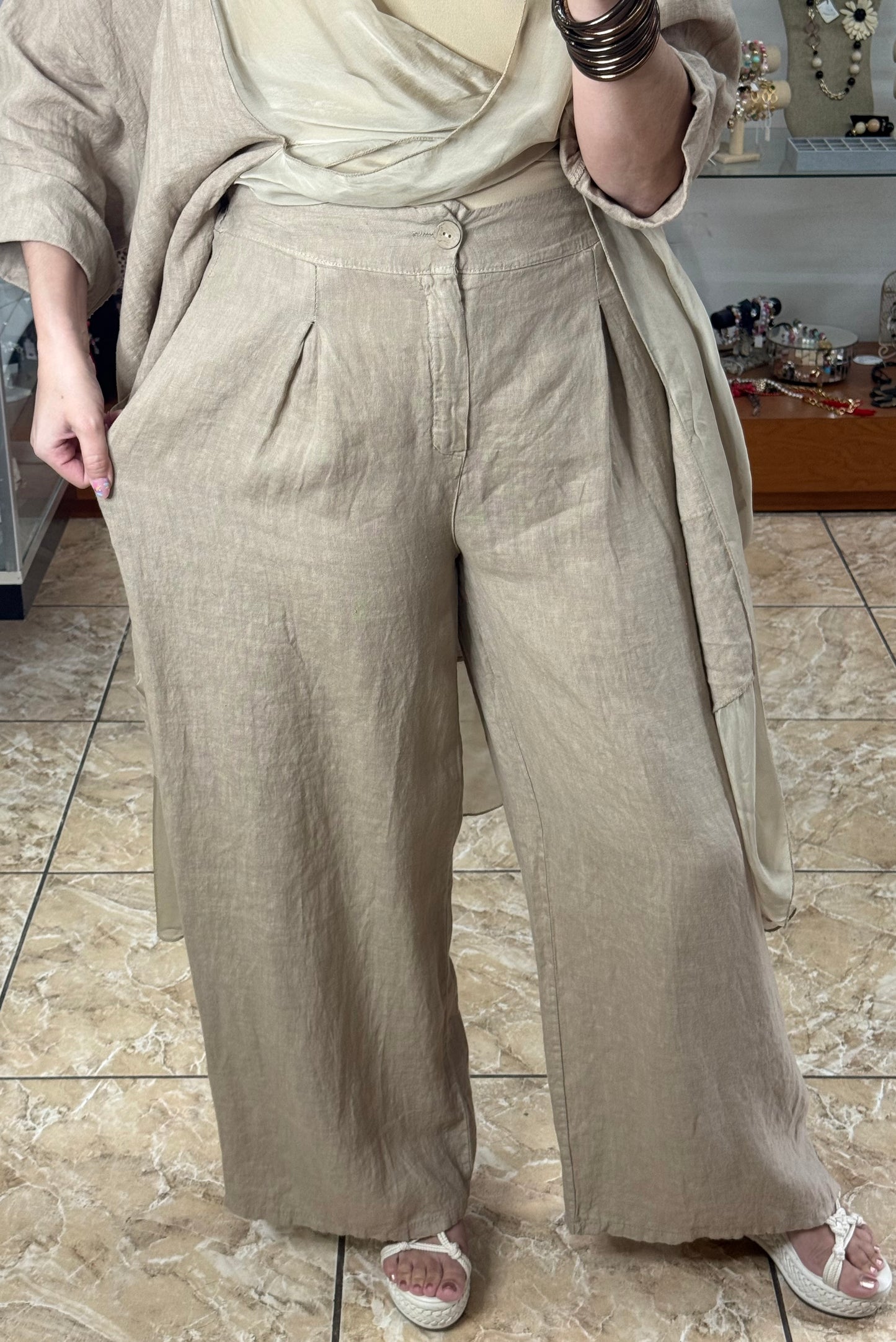 Linen/Silk OS Top and Pant Set (FINAL SALE)