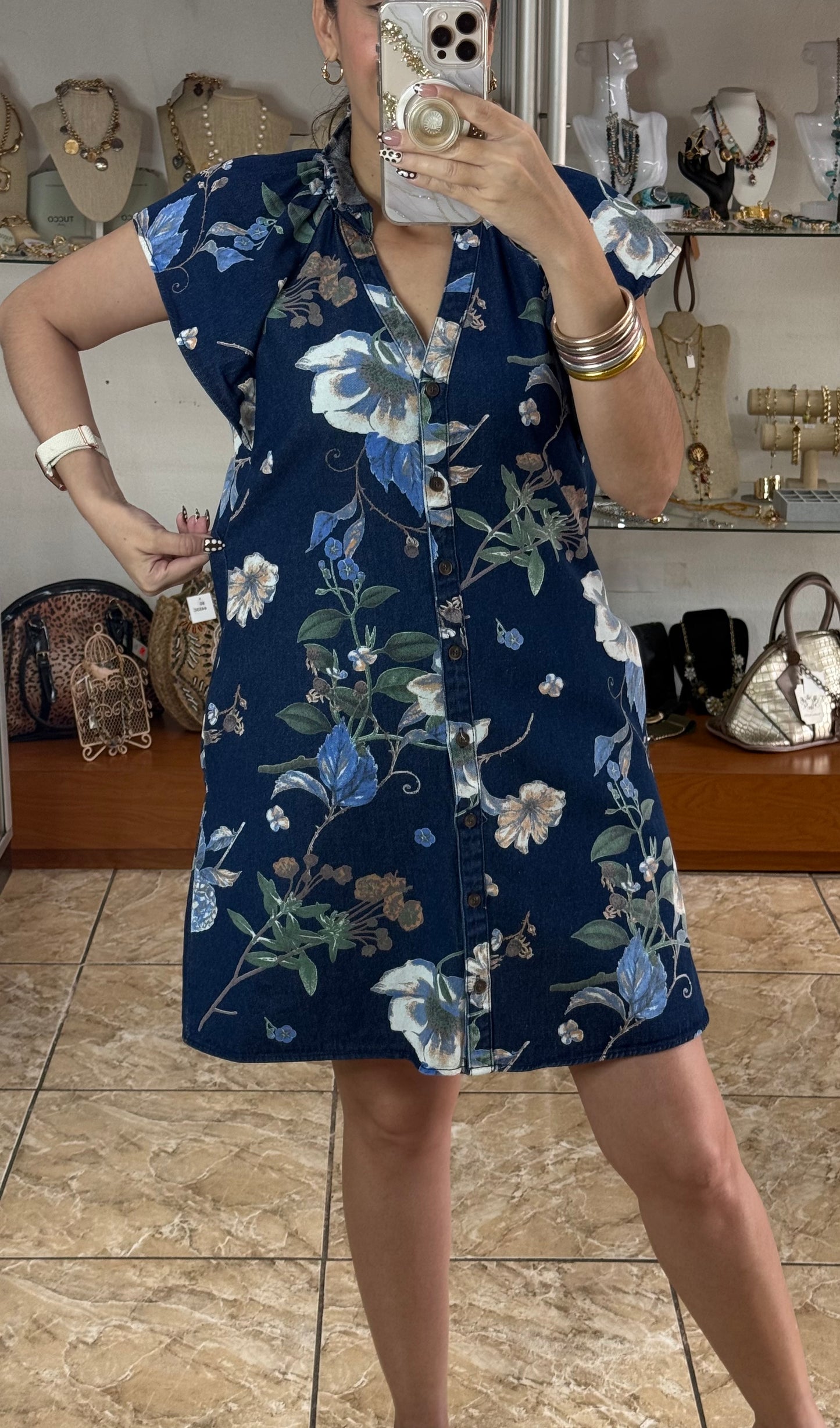 Floral Denim Dress