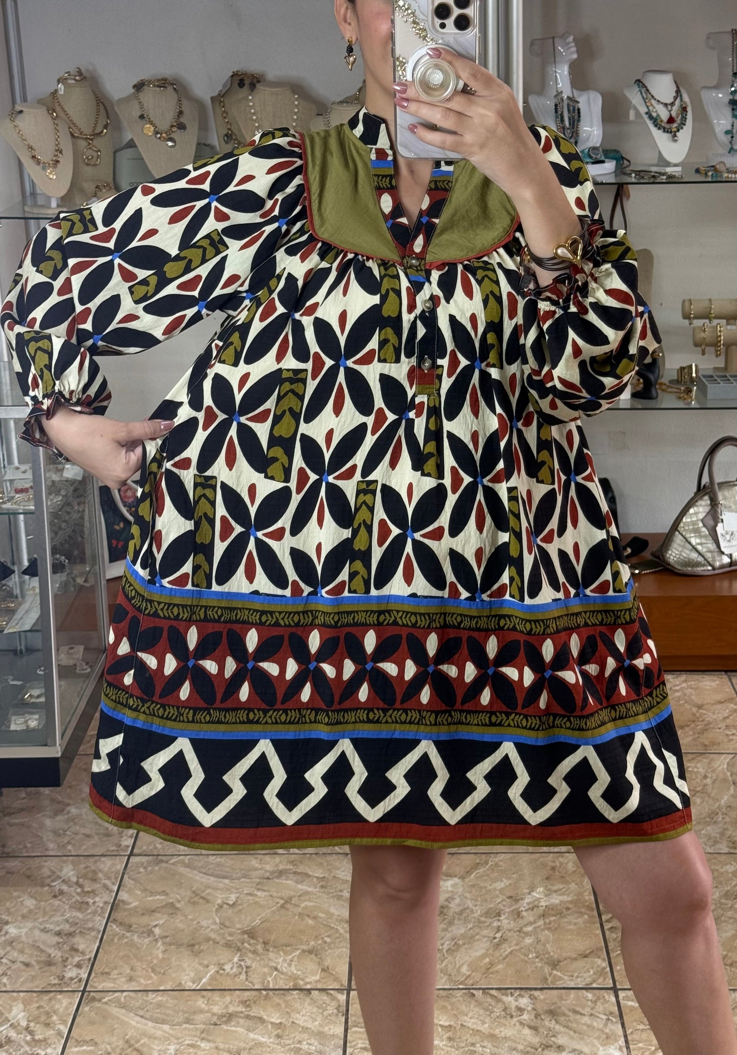 Geometric Print Tunic Dress