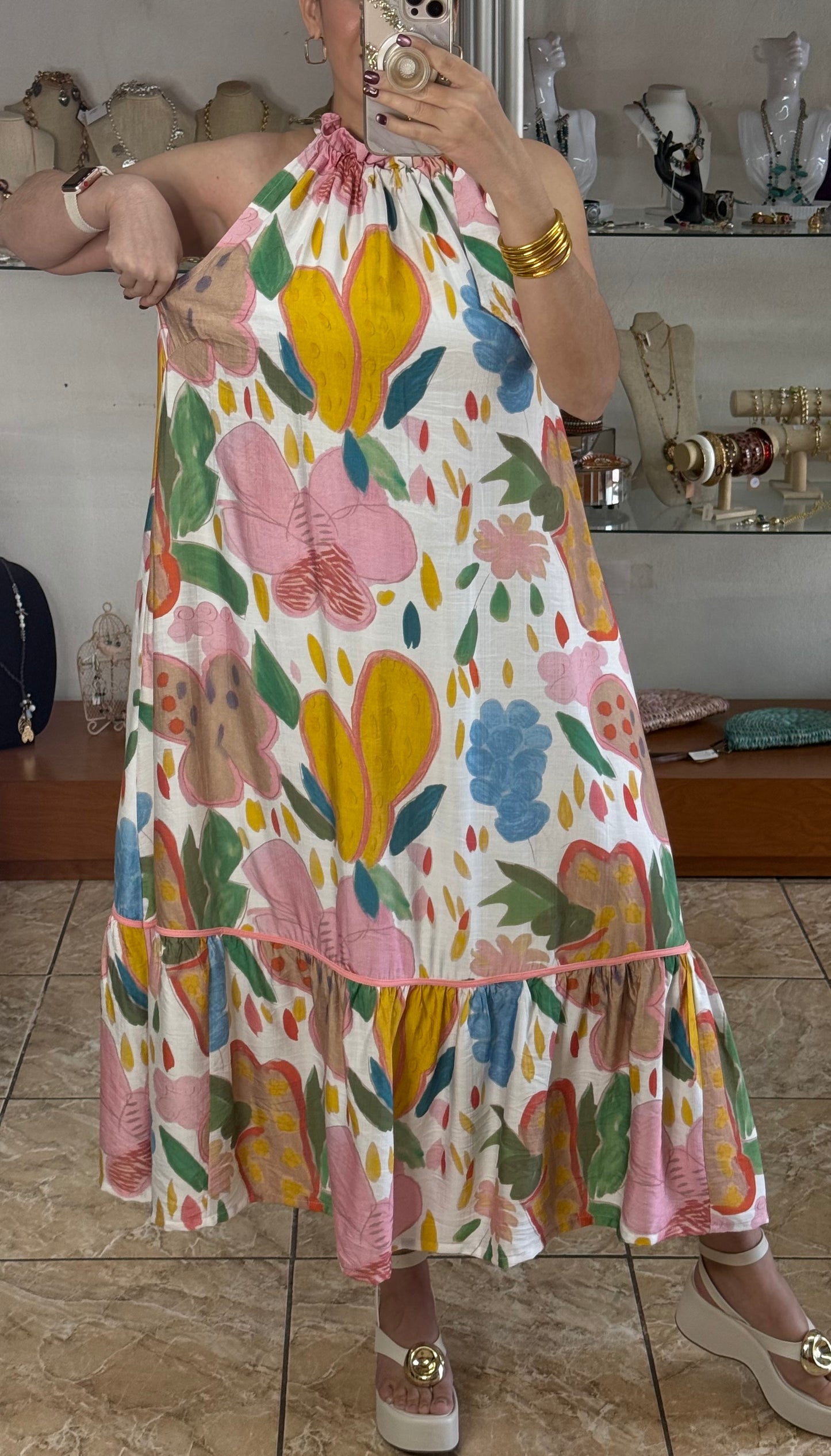 Halter Floral Maxi Dress