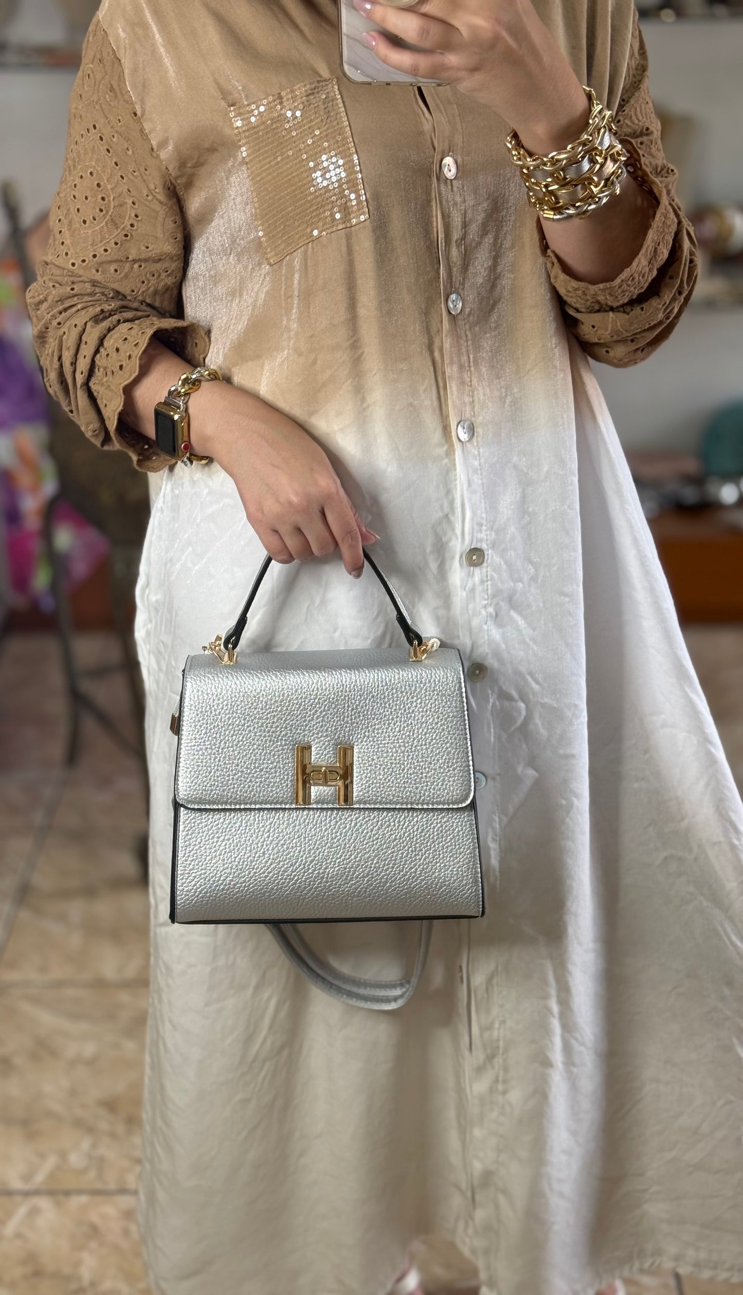 Chic Metallic Bag with Wallet (FINAL SALE)