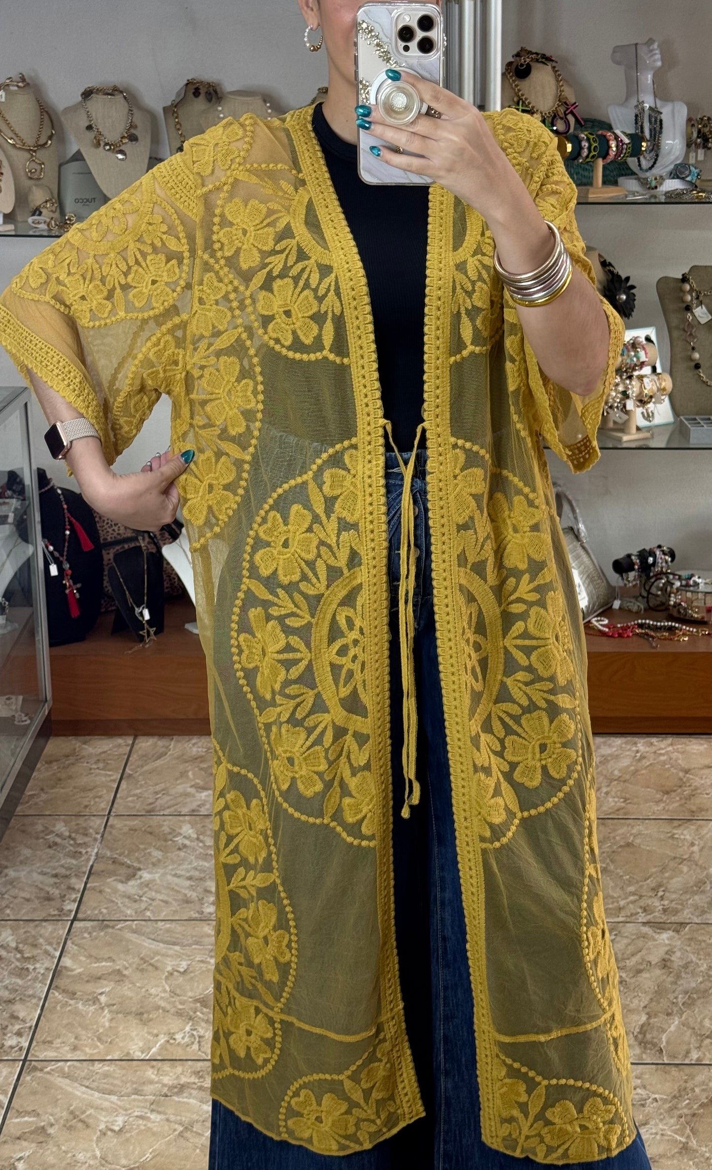 Lace Mustard Coverup (FINAL SALE)