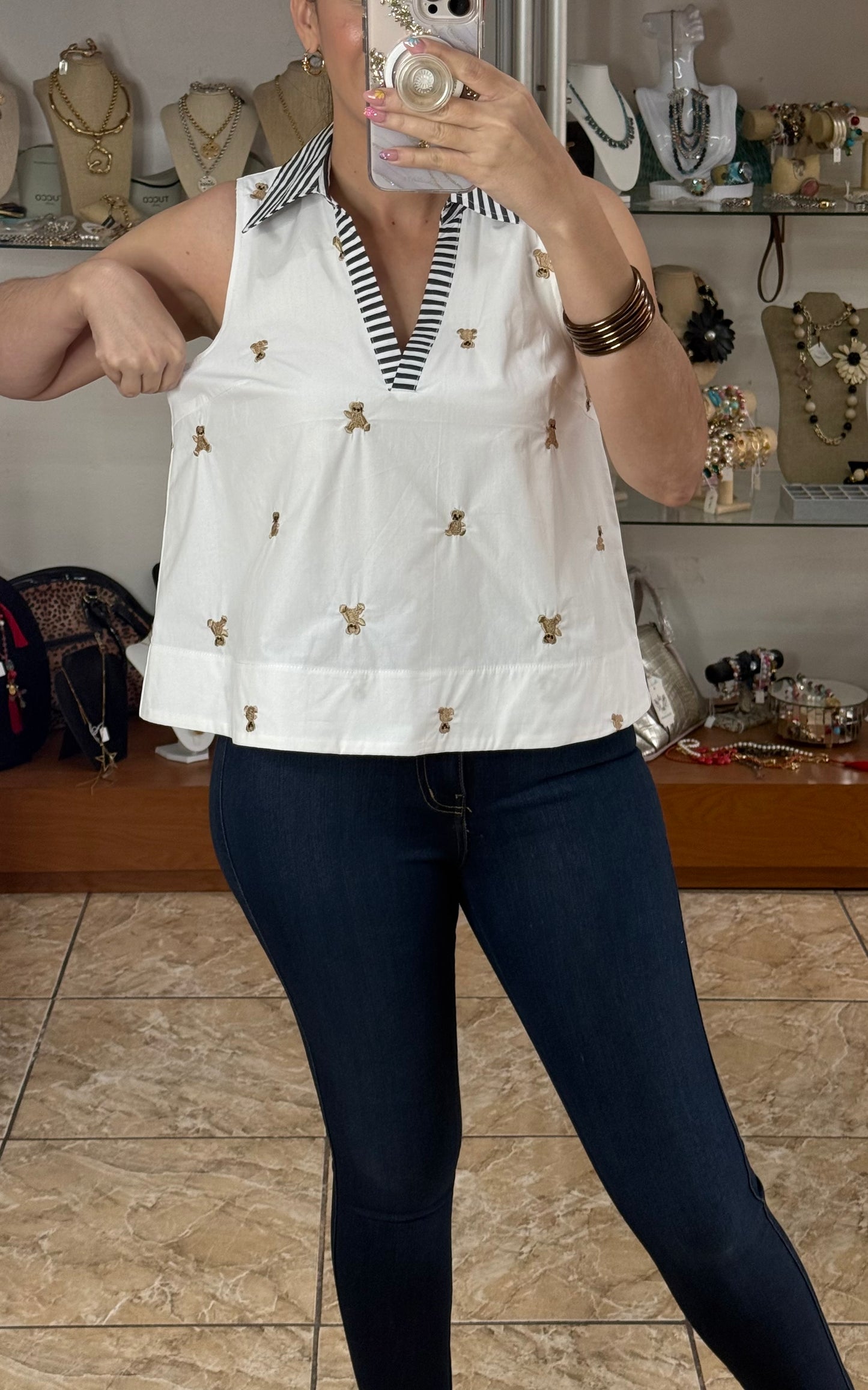 Little Embroidered Bears Top