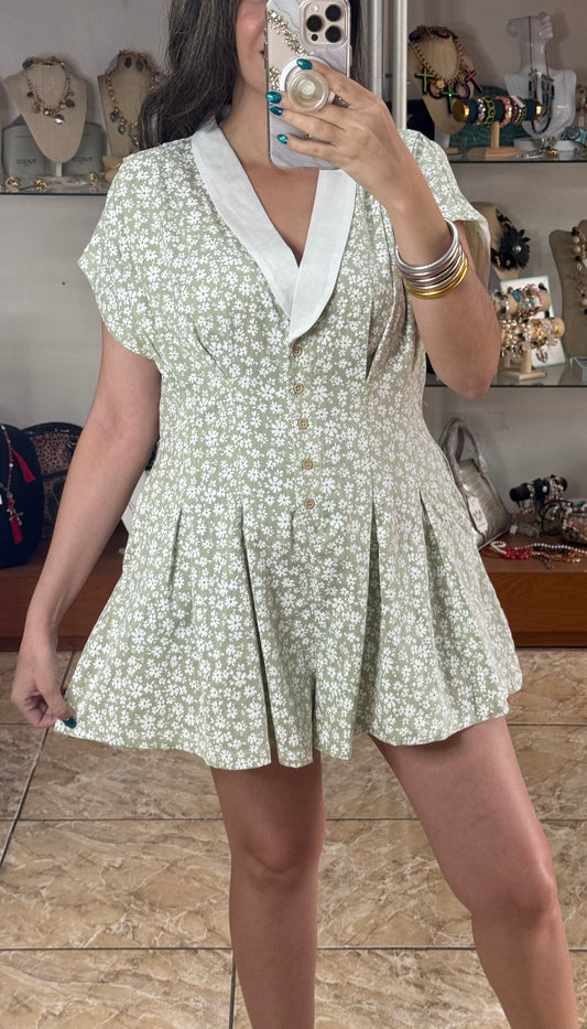 Sage Floral Romper