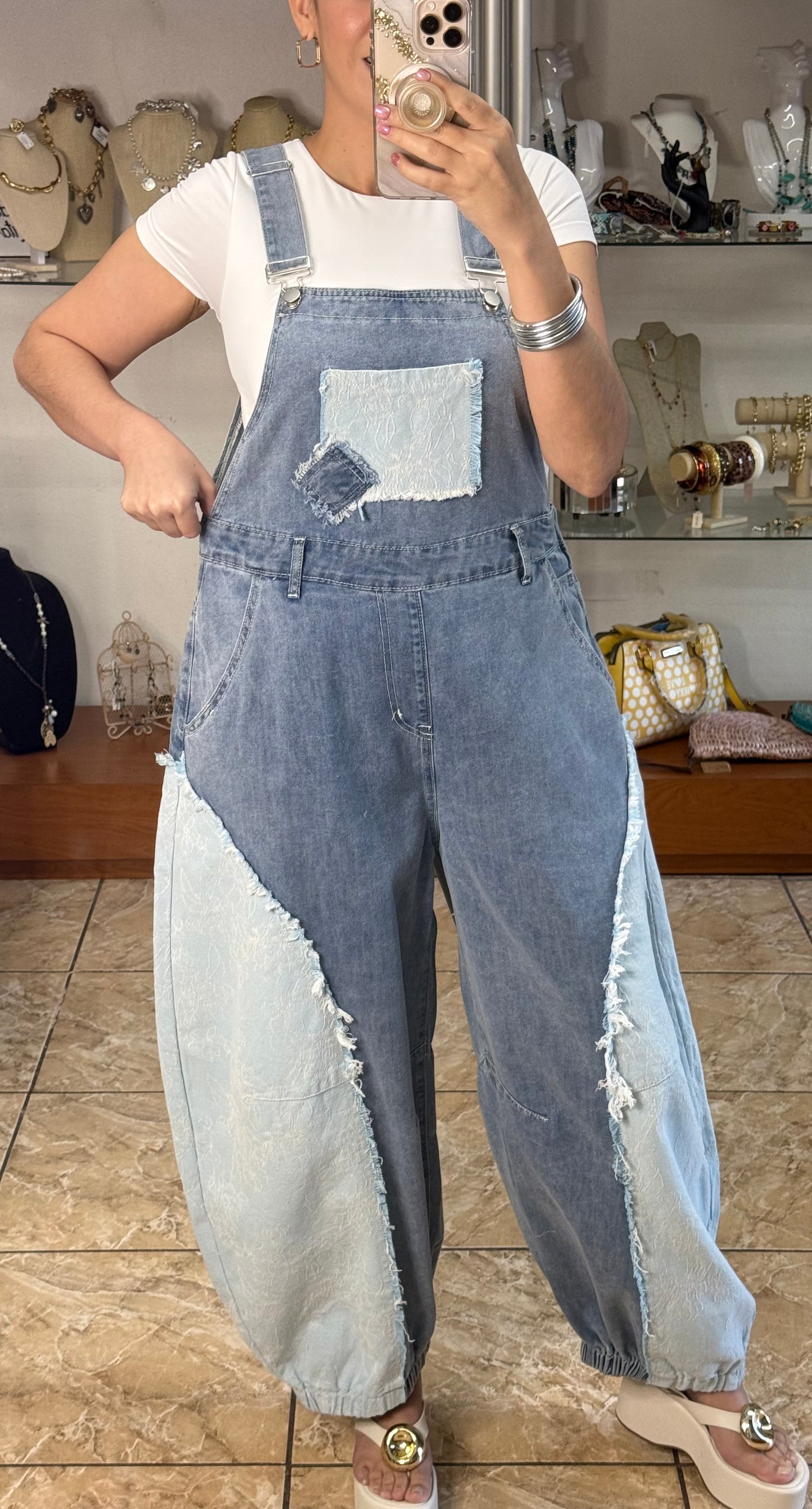 Barrel Style Denim Overall