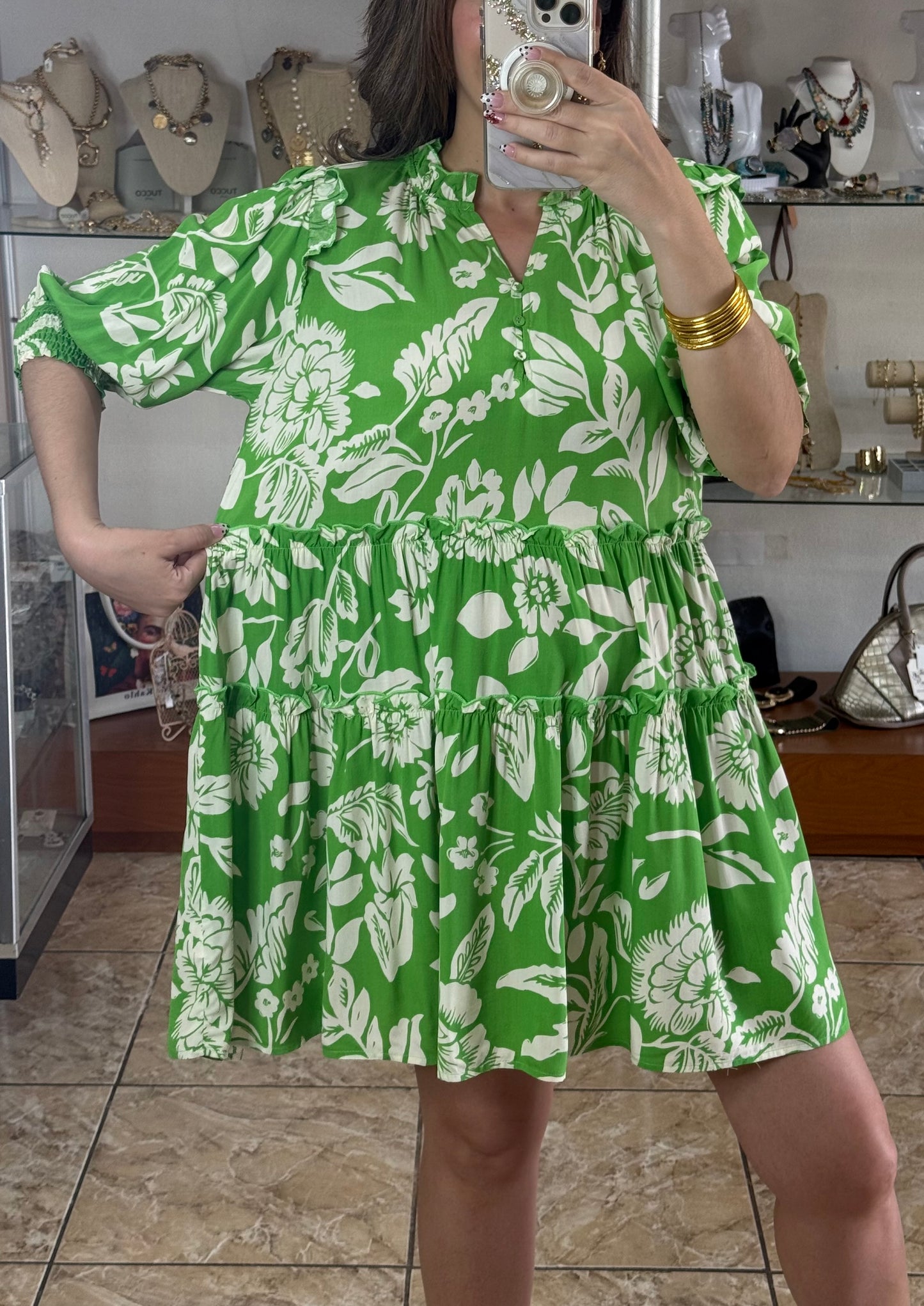 Two Tones Floral Doll Dress