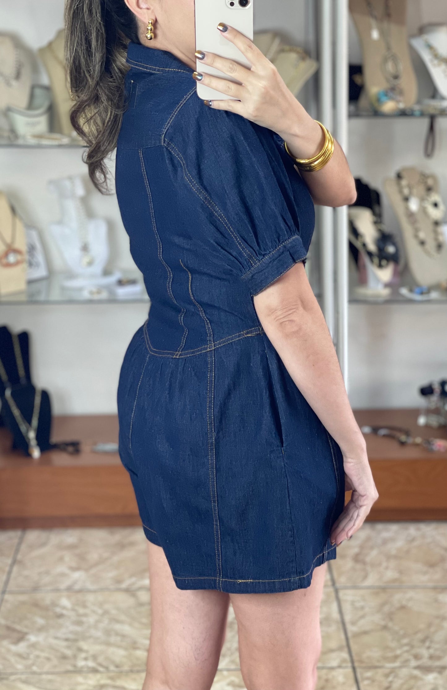 Button Down Denim Romper