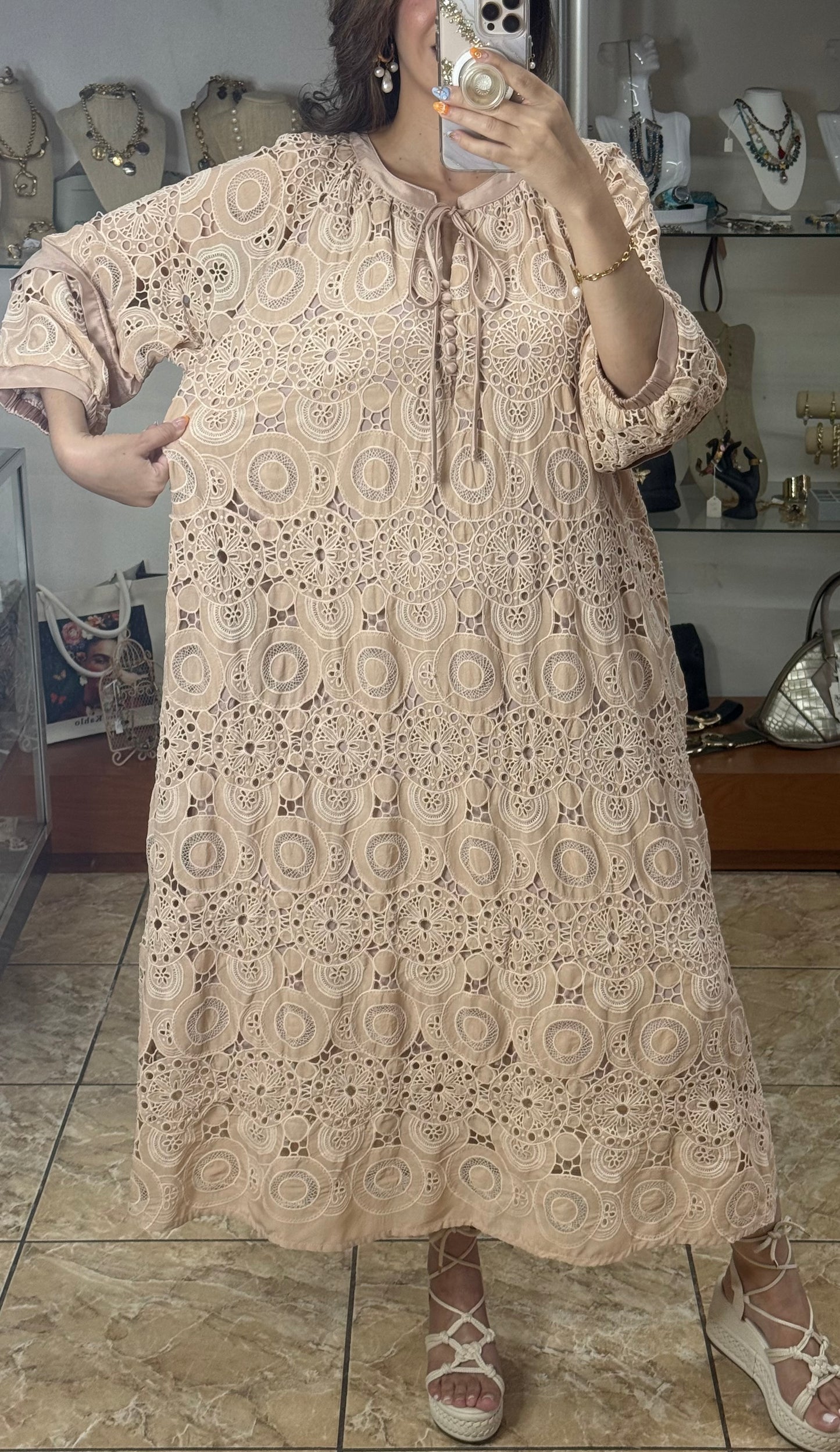 Belisse Embroidered OS Maxi Dress (FINAL SALE)