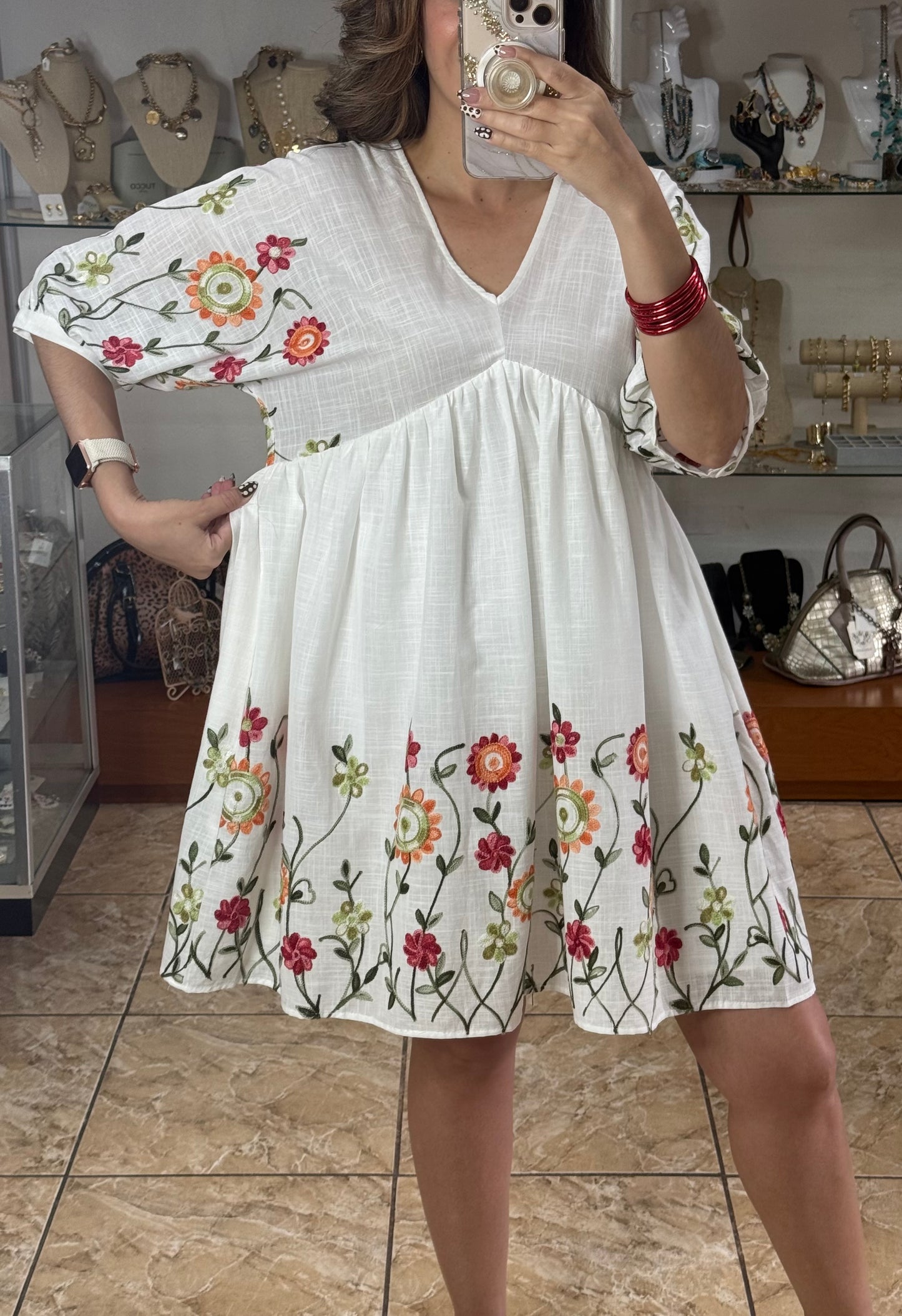 Garden Floral Embroidered Dress (FINAL SALE)