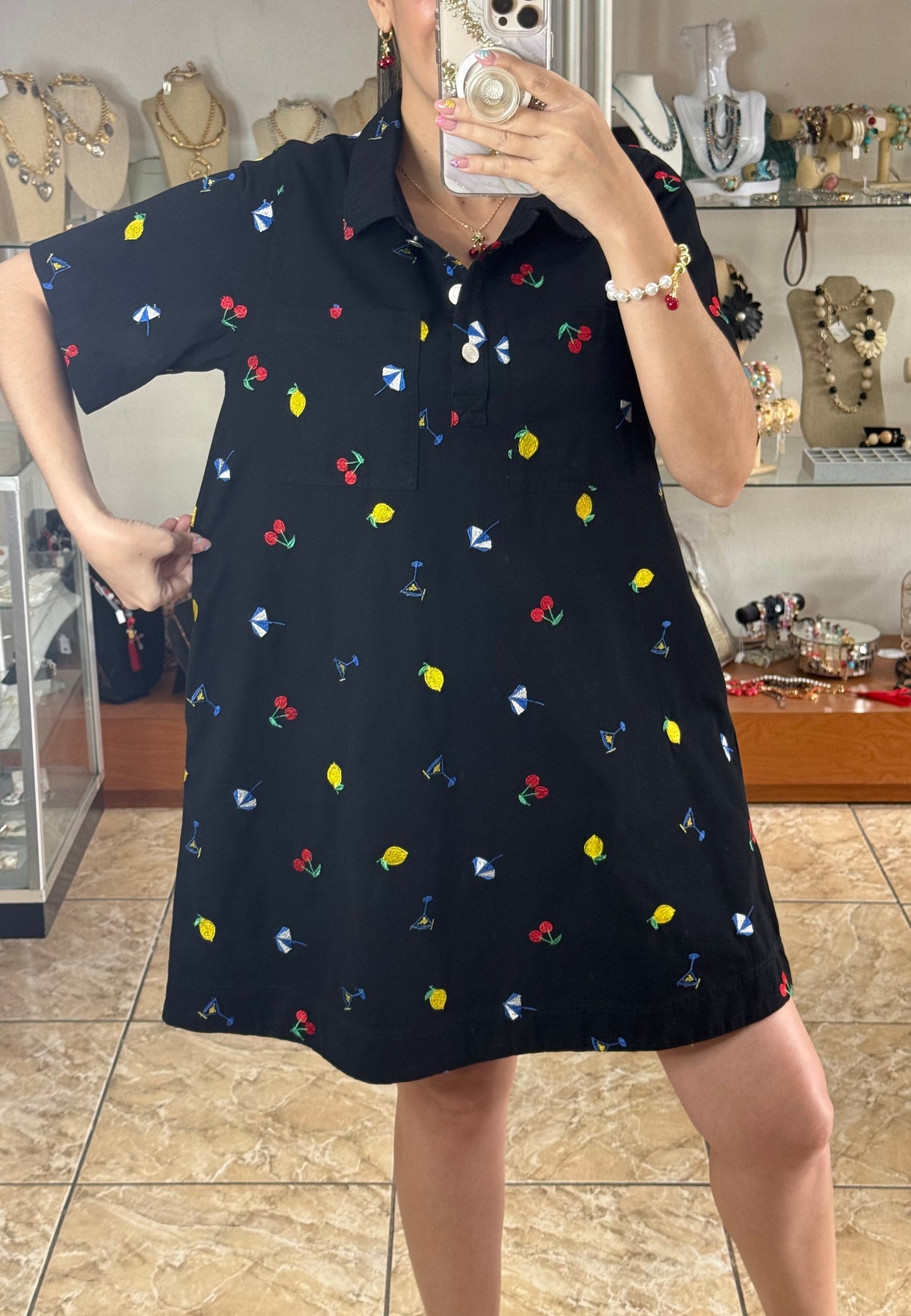 Black Embroidered Summer Dress
