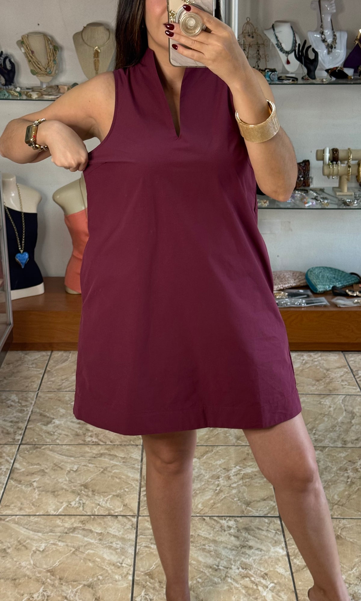 Burgundy Sleeveless Mini Dress
