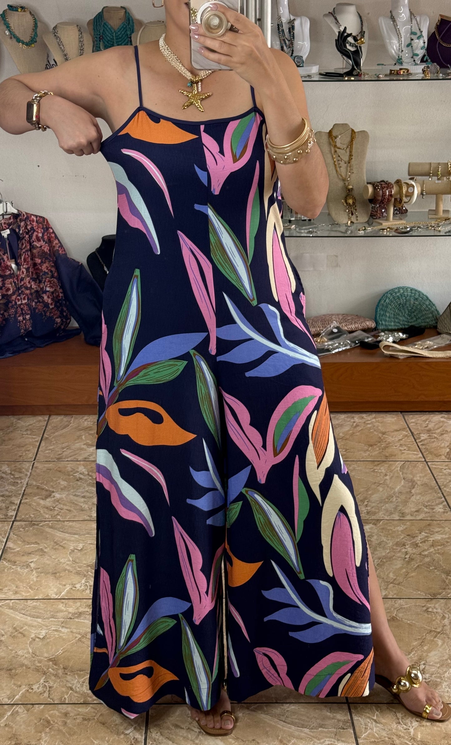 Navy Mix Jumpsuit