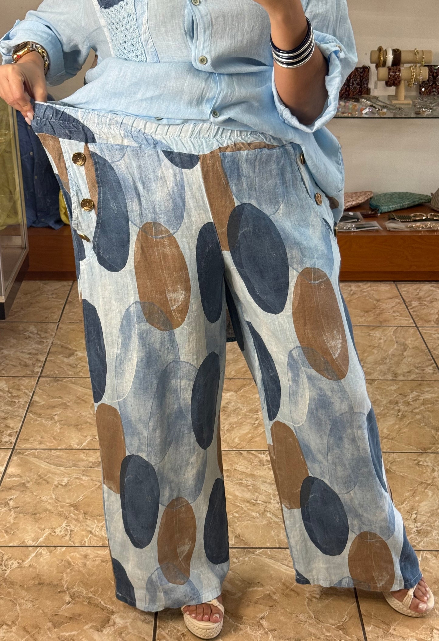 OS Low/High Linen Top & Pant Set (NO RETURNS OR EXCHANGE)