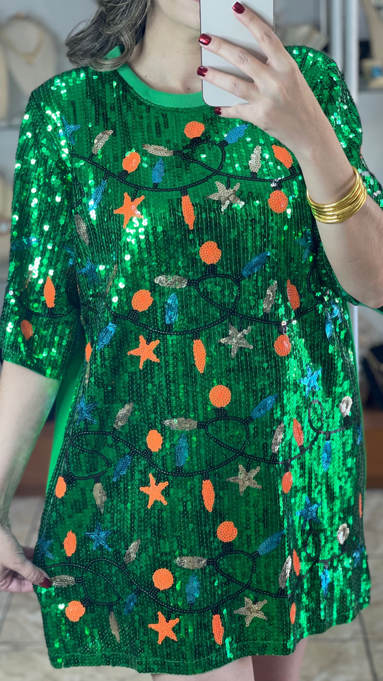Christmas Lights OS T-Shirt Dress (NO RETURNS OR EXCHANGE)