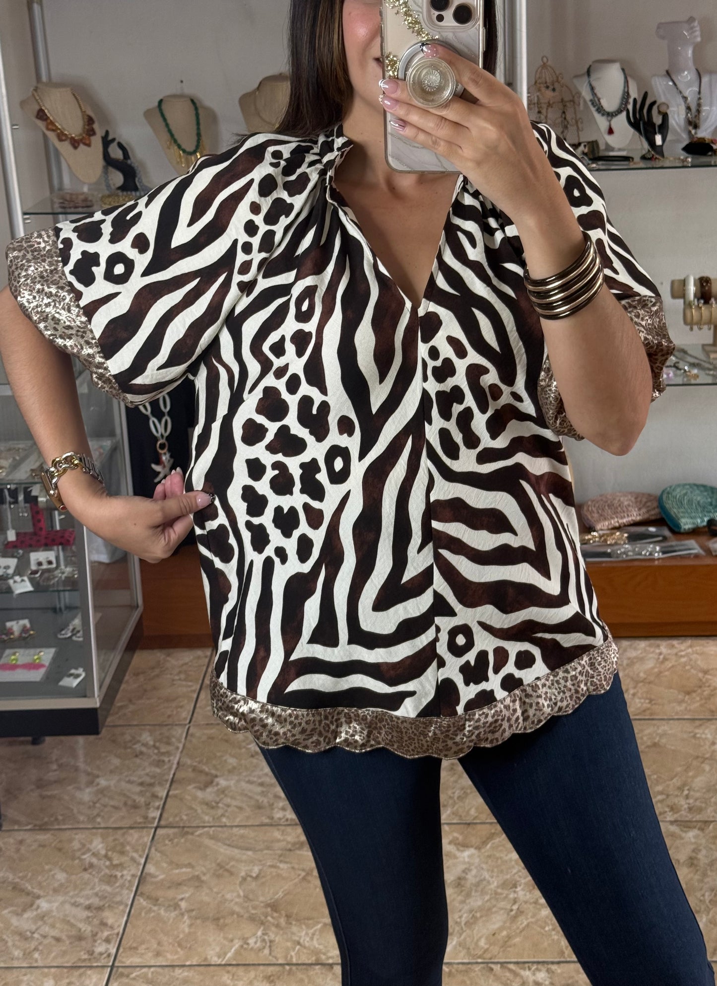 Brown Mix Safari Top