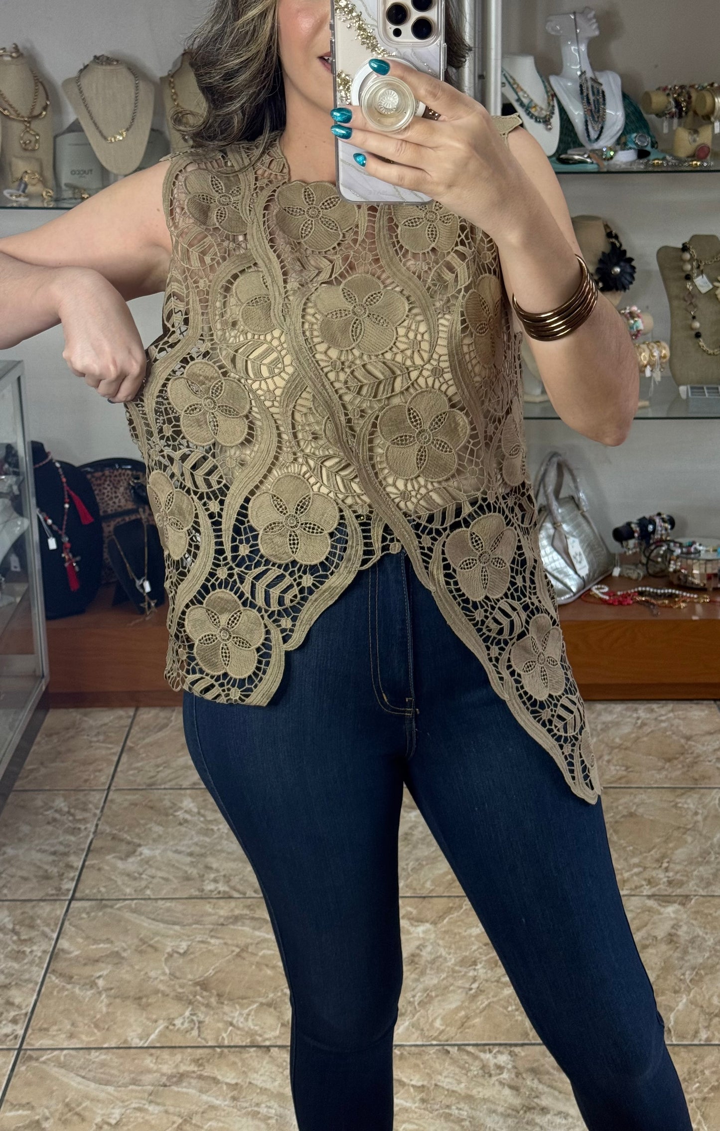 Asymmetrical OS Lace Top (FINAL SALE)
