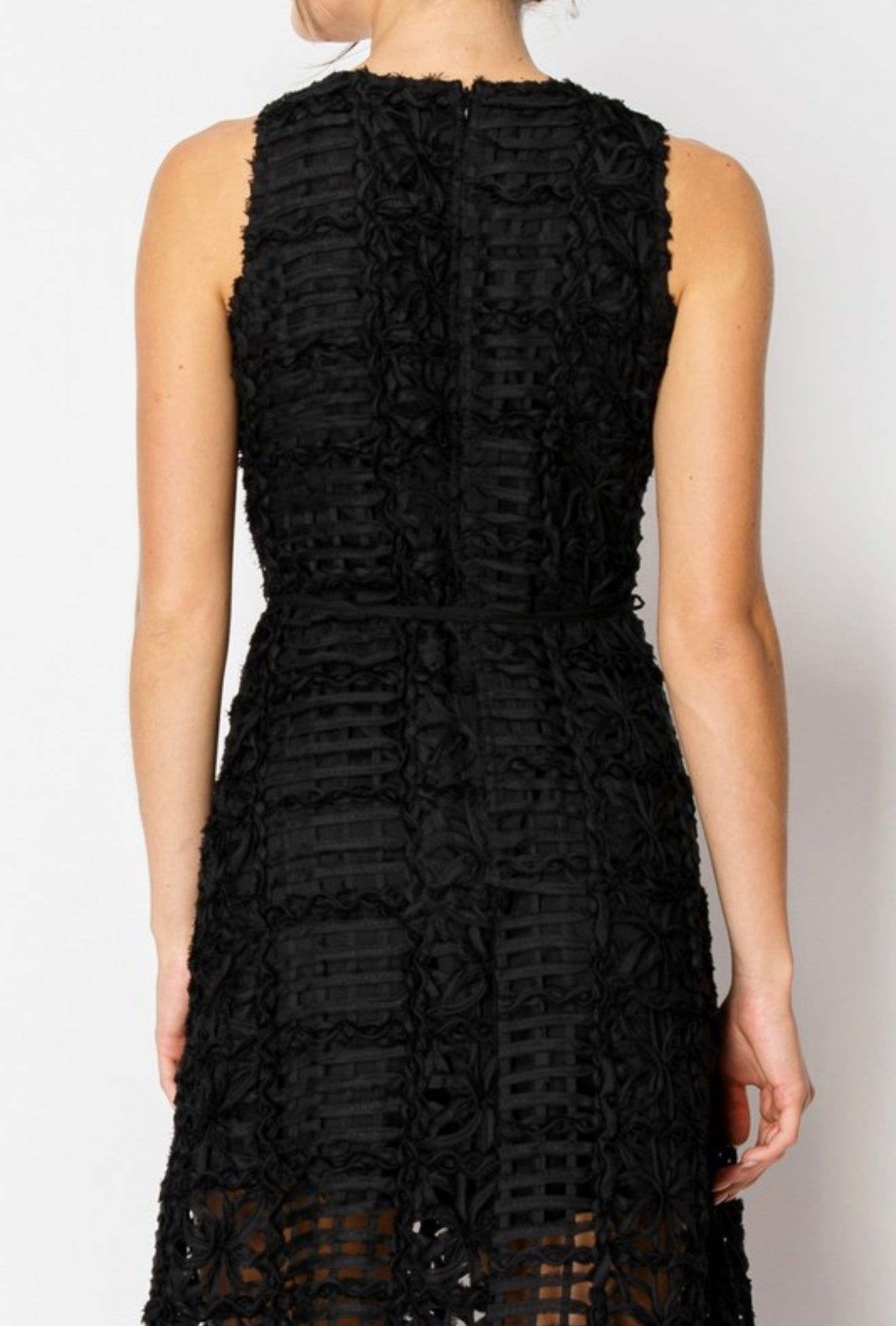 Black Crochet Lace Midi Dress