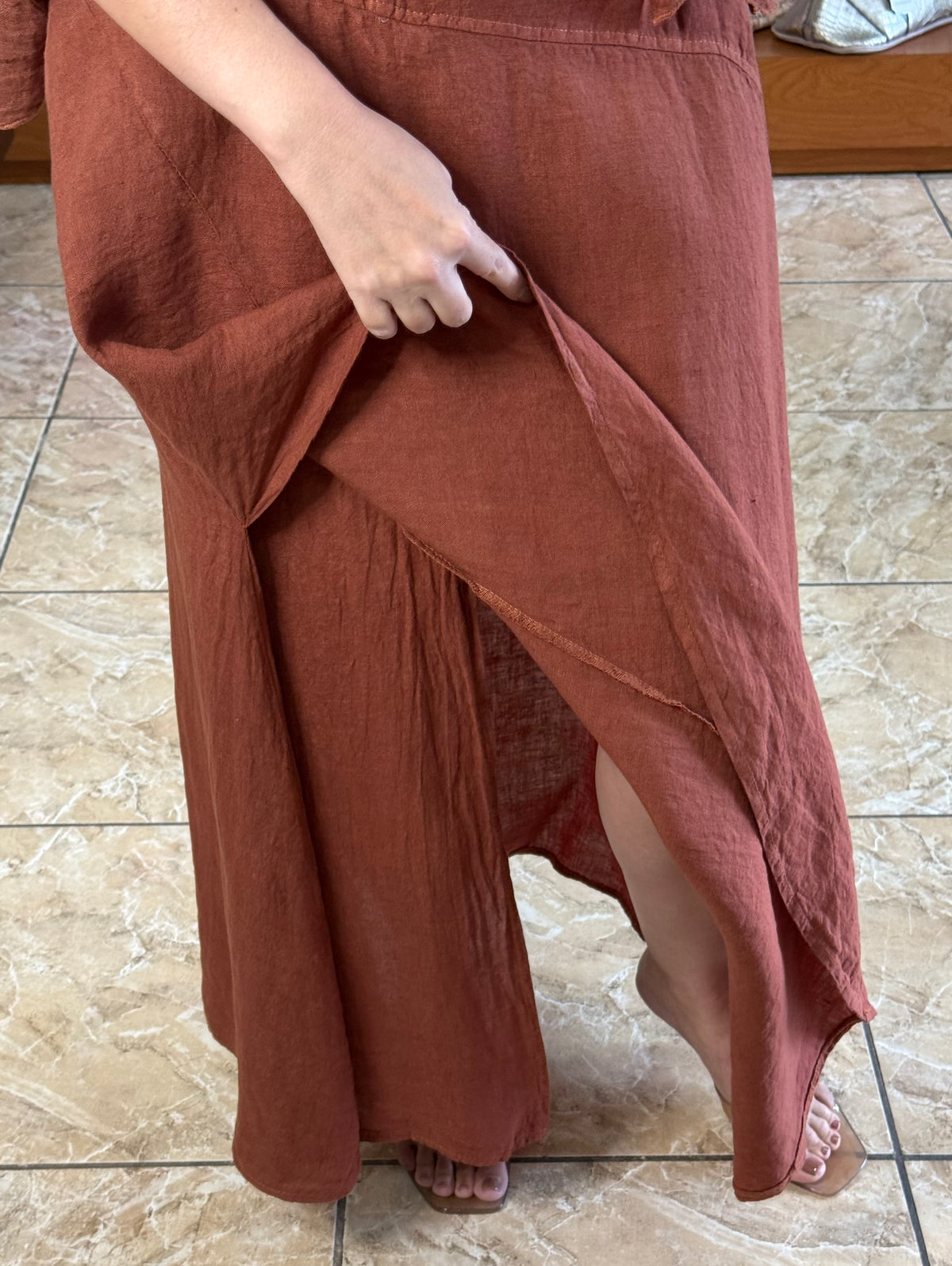 OS Linen Top & Skirt Set (NO RETURNS OR EXCHANGE)