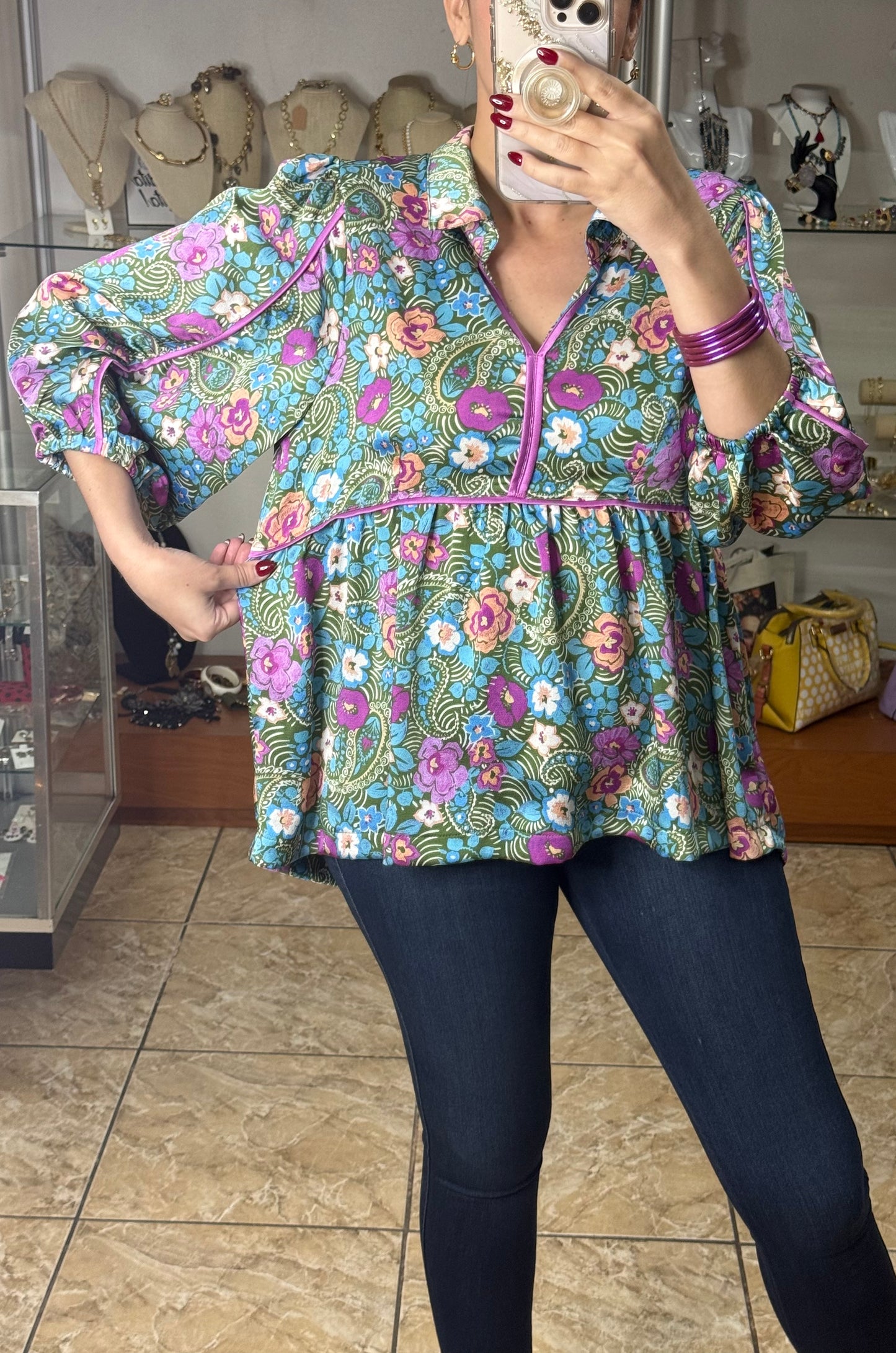 Lilac Mix Floral Satin Top