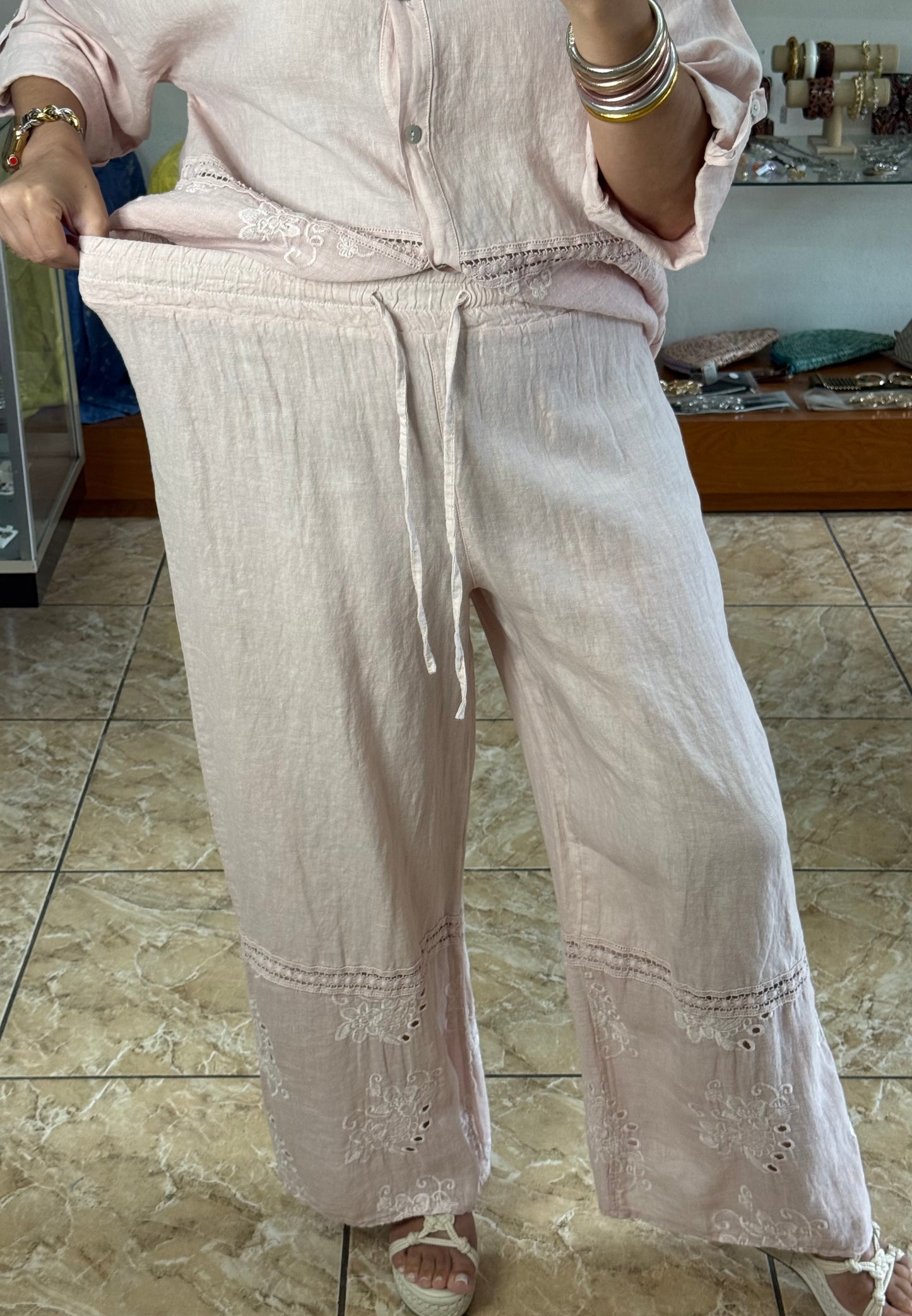 OS Button Down Top & Pant Set (NO RETURNS OR EXCHANGE)