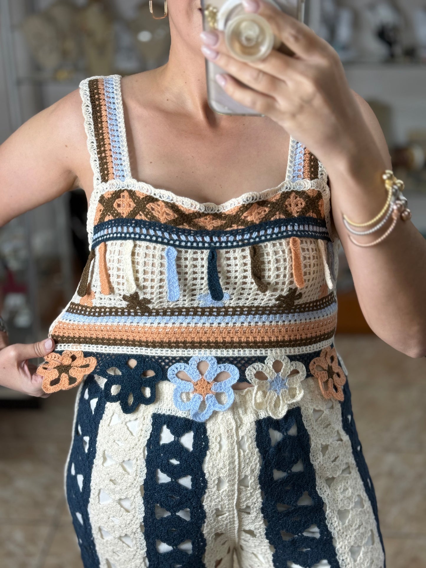 Crochet OS Crop Top (NO RETURNS OR EXCHANGE) (PANT SOLD SEPARATELY)