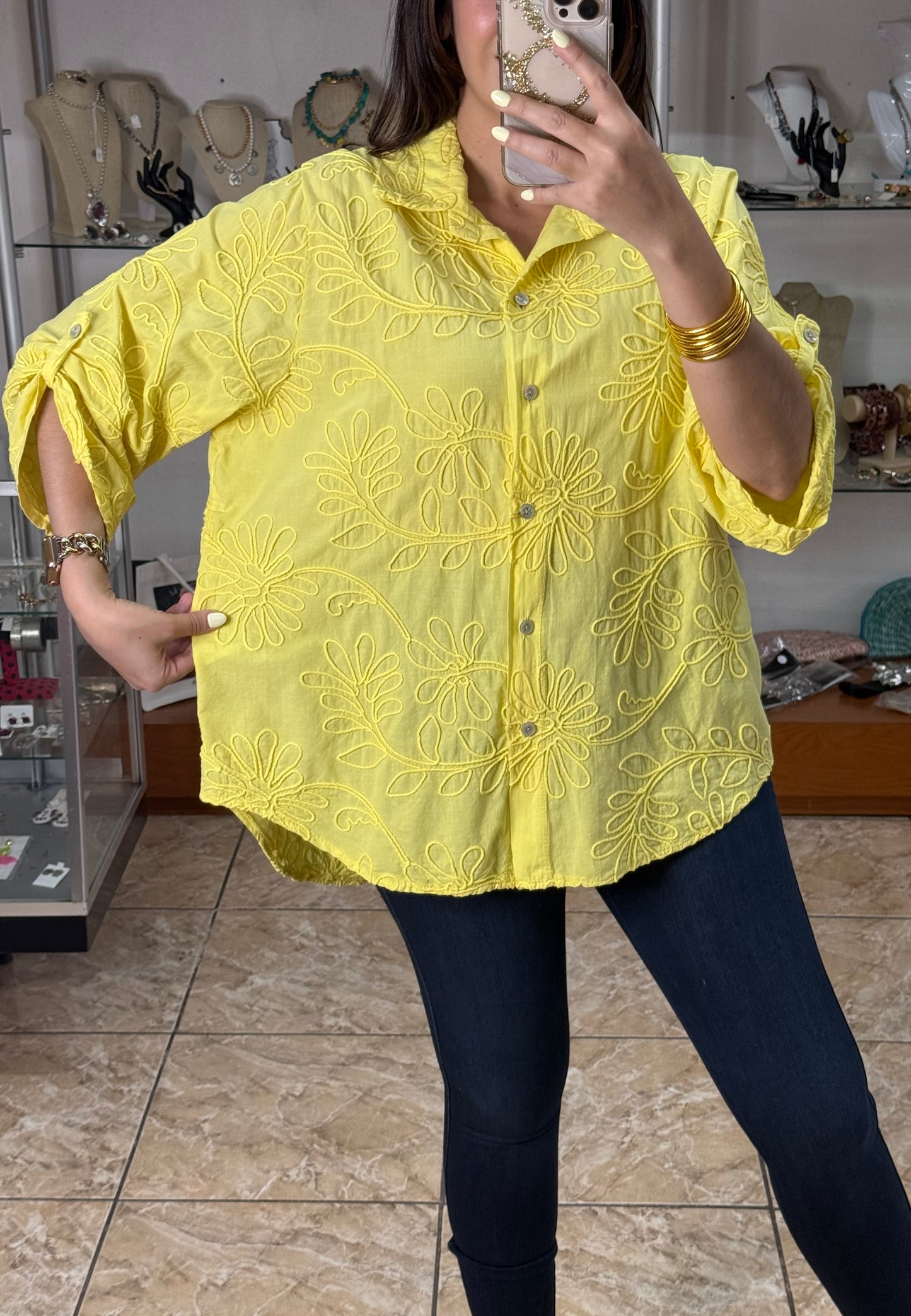 OS Embroidered Tunic Top (NO RETURNS OR EXCHANGE)