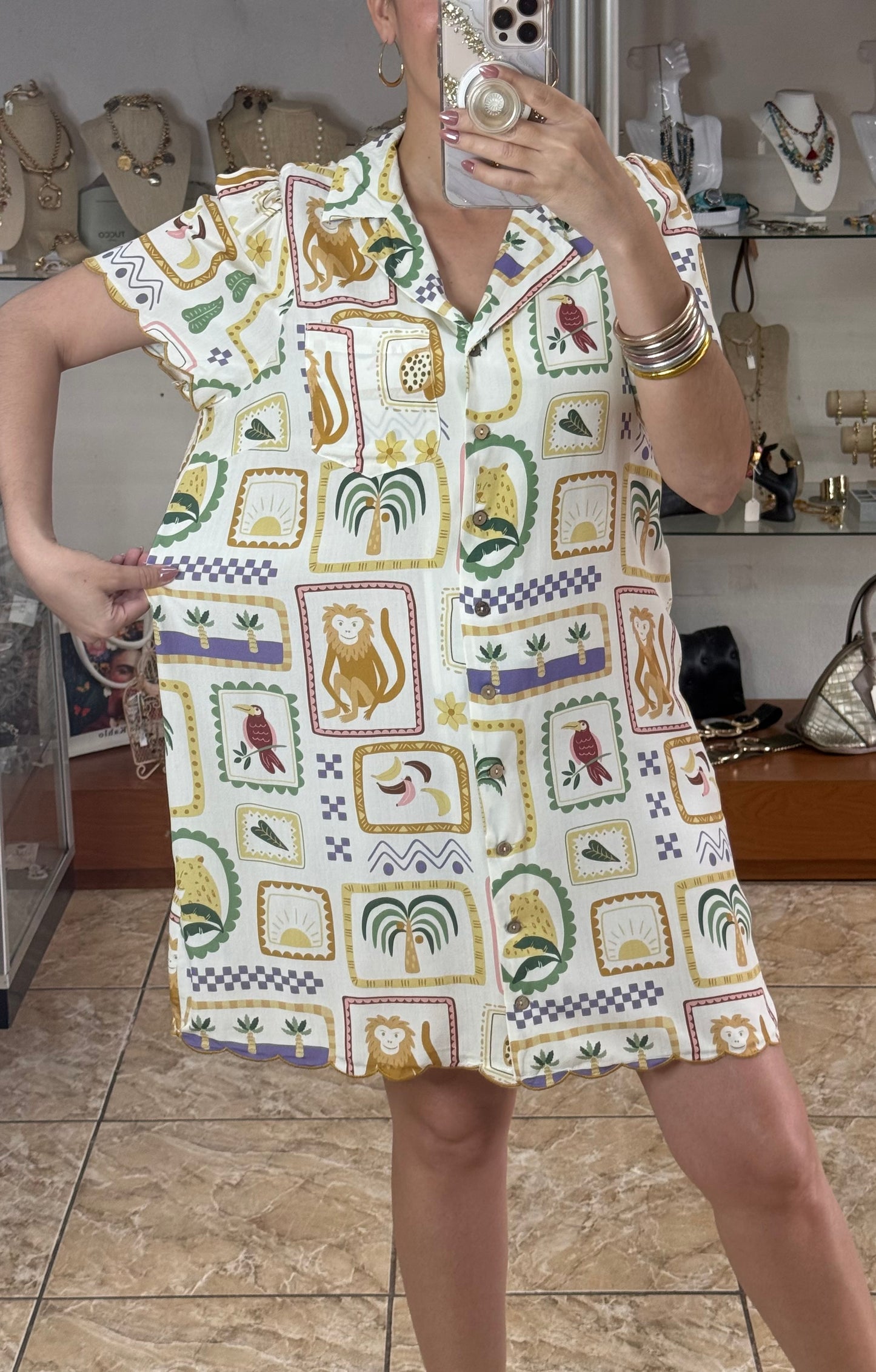 Tropical Button Down Dress