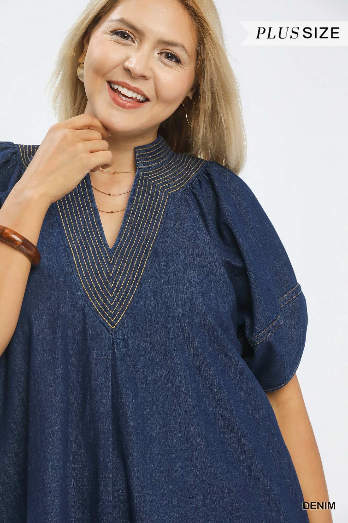 Denim Mini Dress (PLUS)