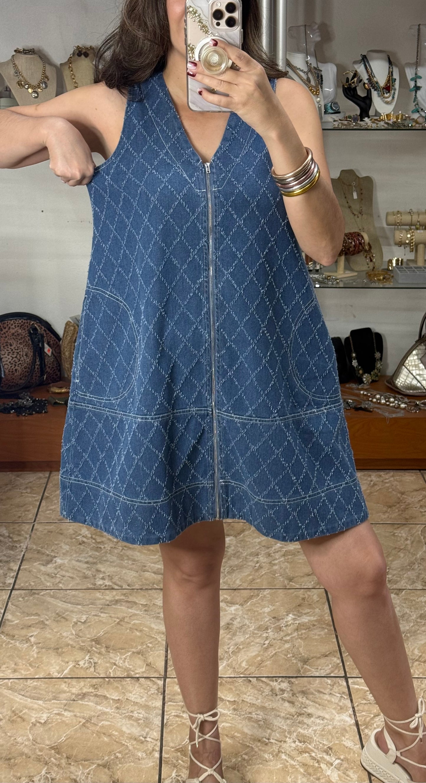 Sleeveless Denim Mini Dress