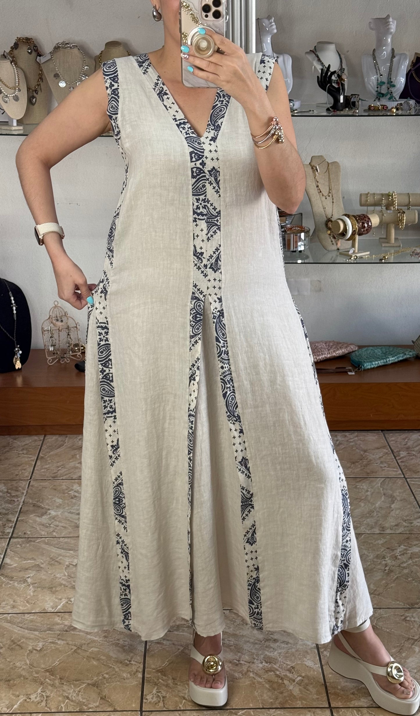 Sleeveless OS Maxi Linen Dress (FINAL SALE)