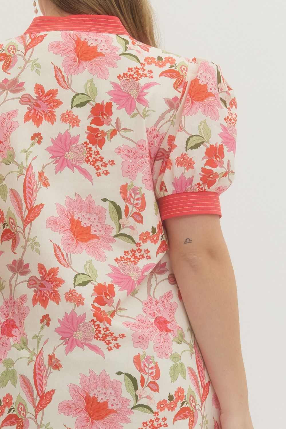 Puff Sleeve Floral Mini Dress (PLUS)