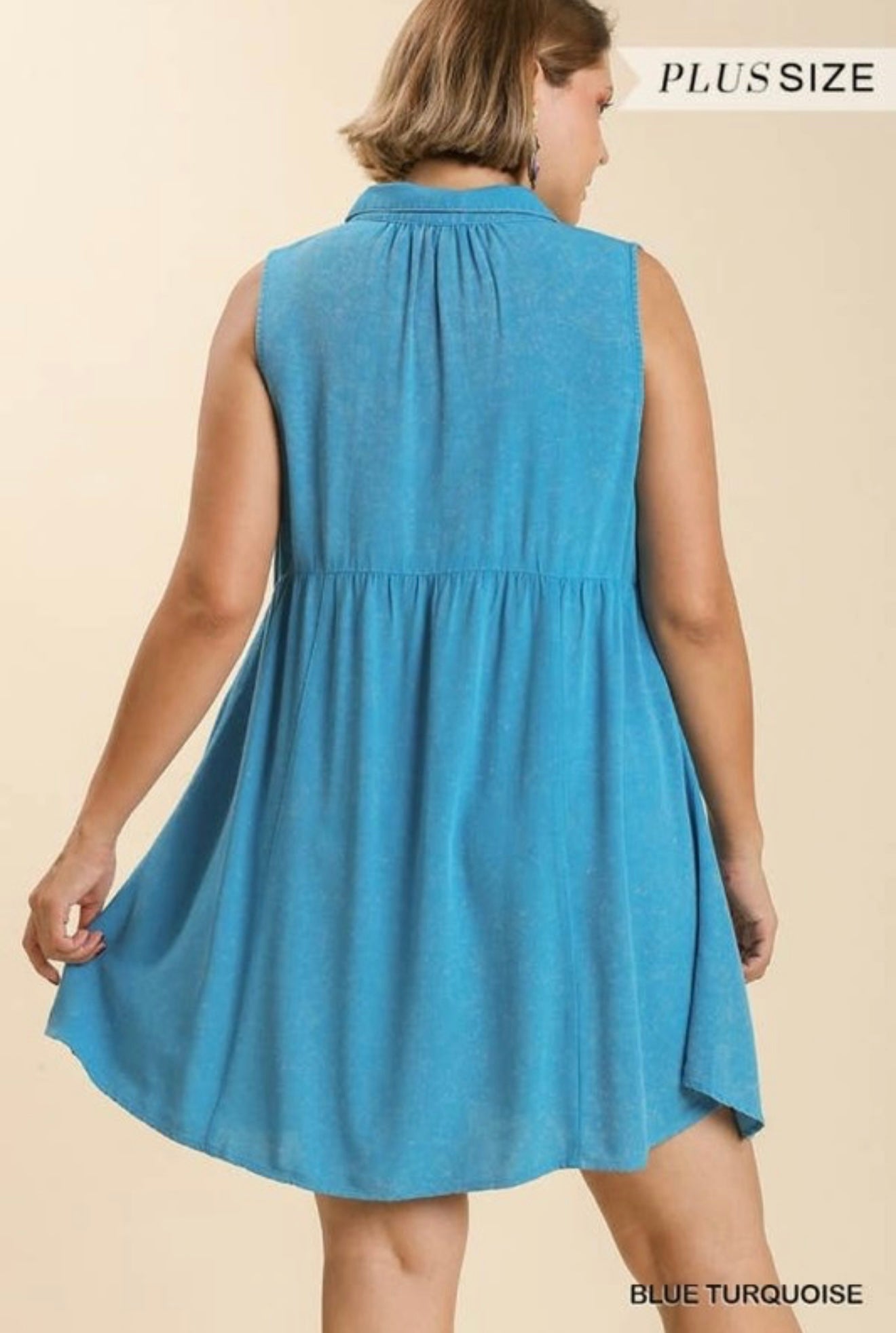 Snow Washed Button Down Sleeveless Dress (PLUS)