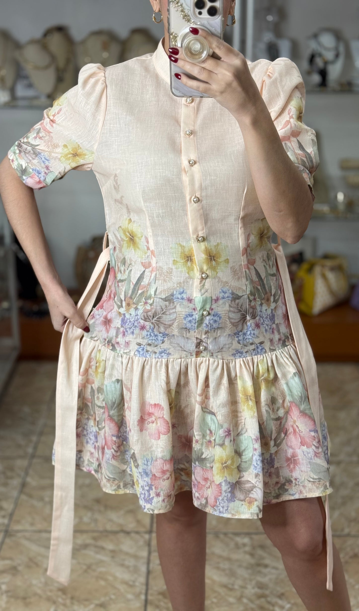 Soft Pink Floral Mini Dress