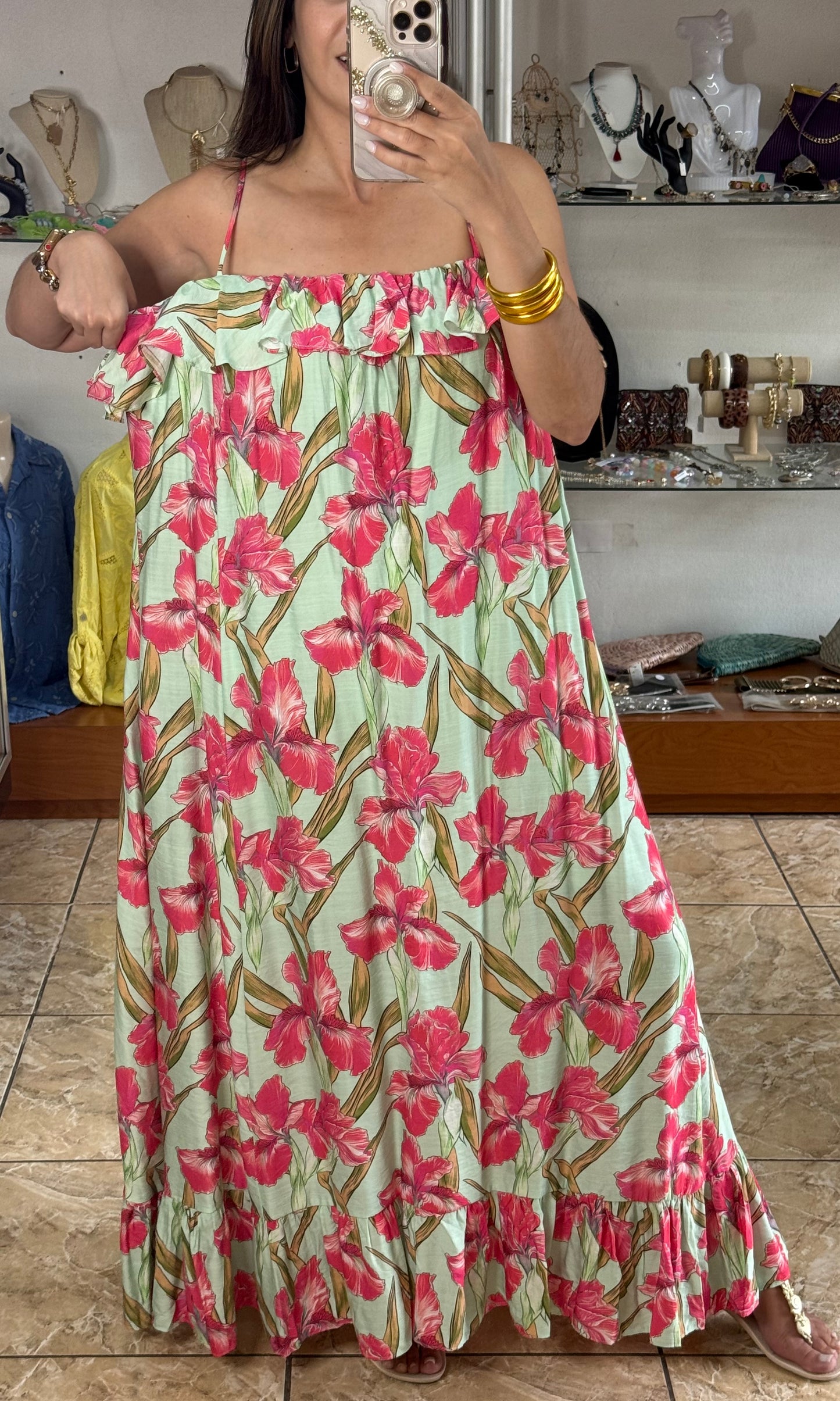 Mint Floral Maxi Dress