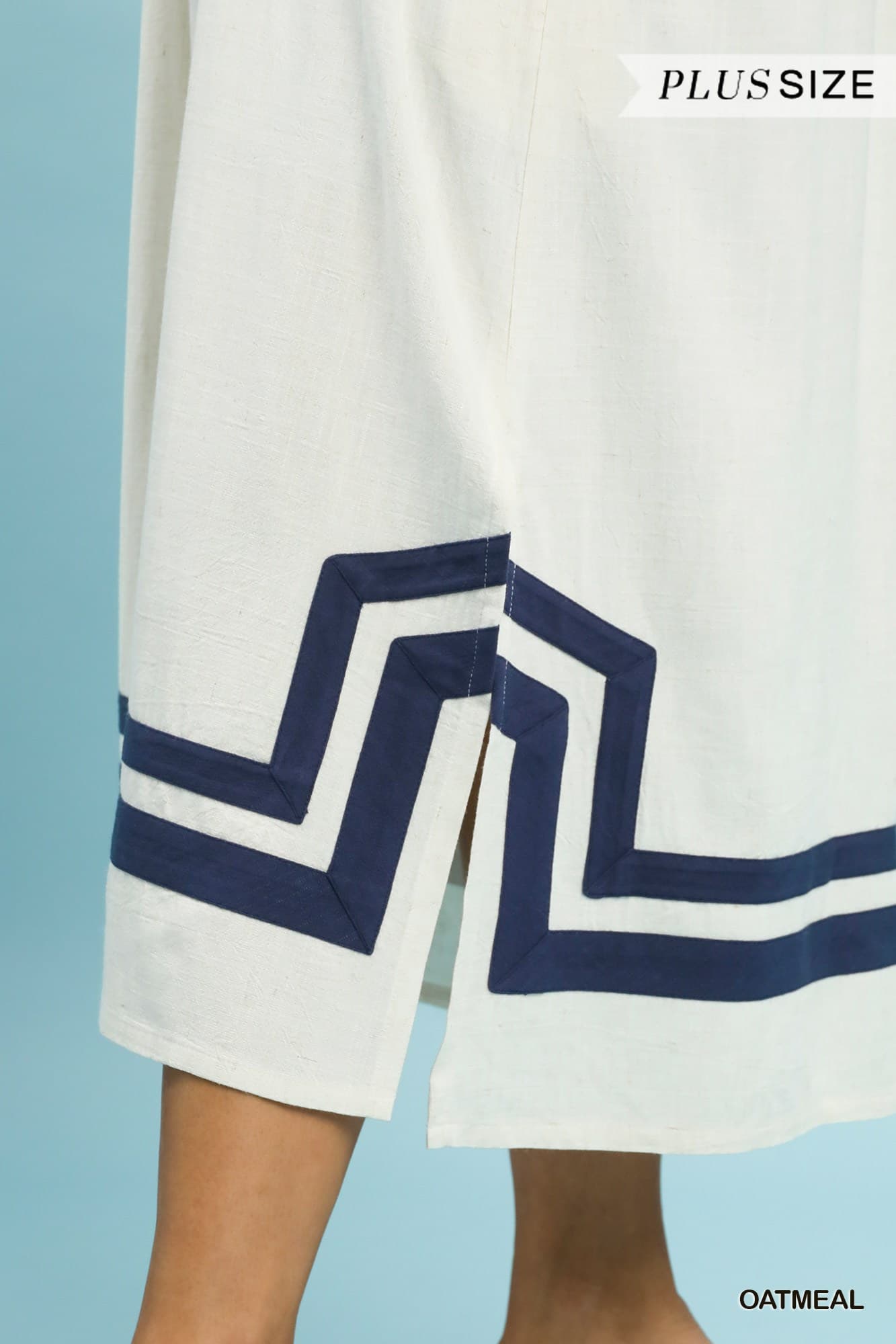 Oatmeal/Navy Midi Dress (PLUS)