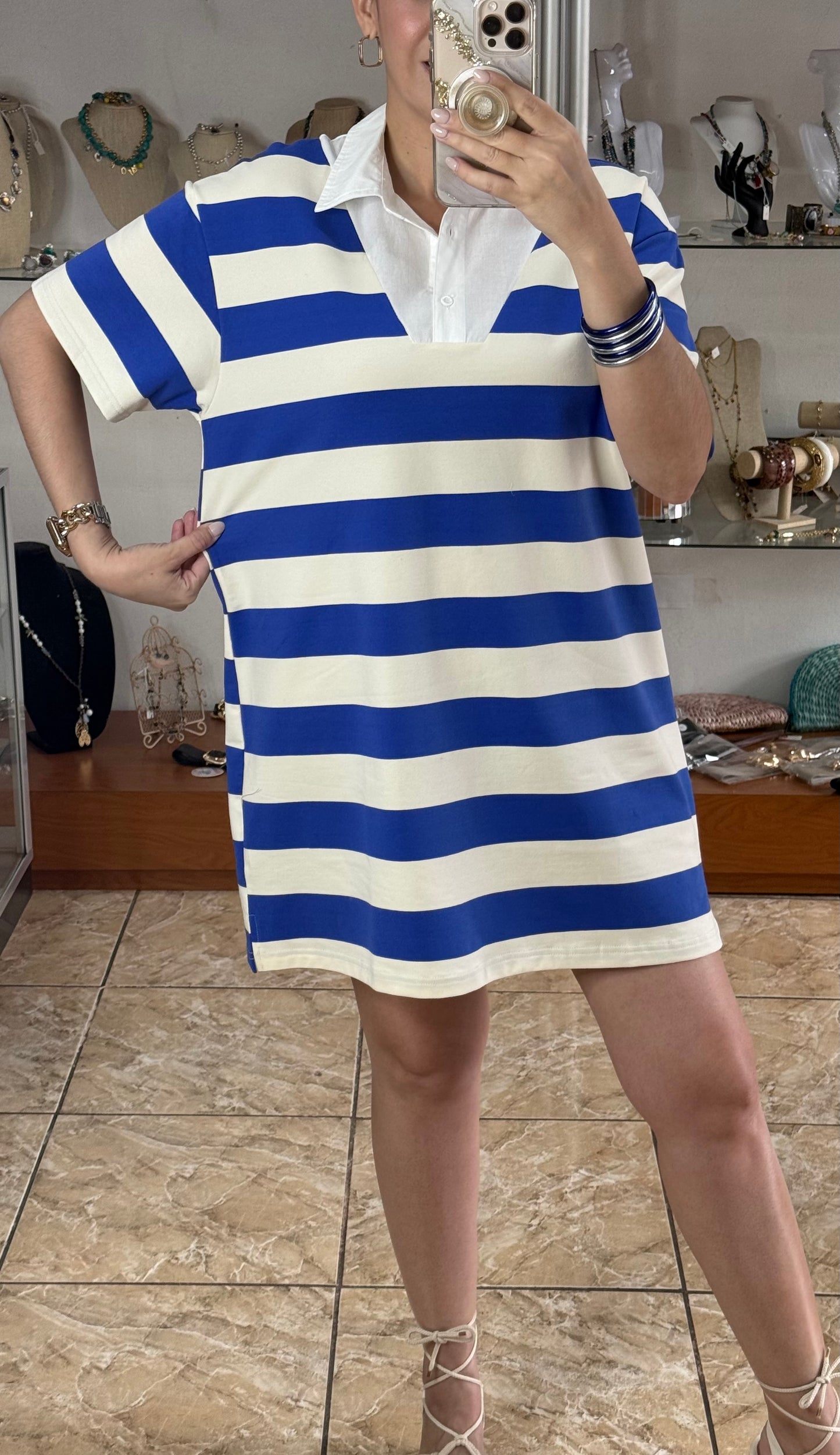 Preppy Striped Polo Mini Dress