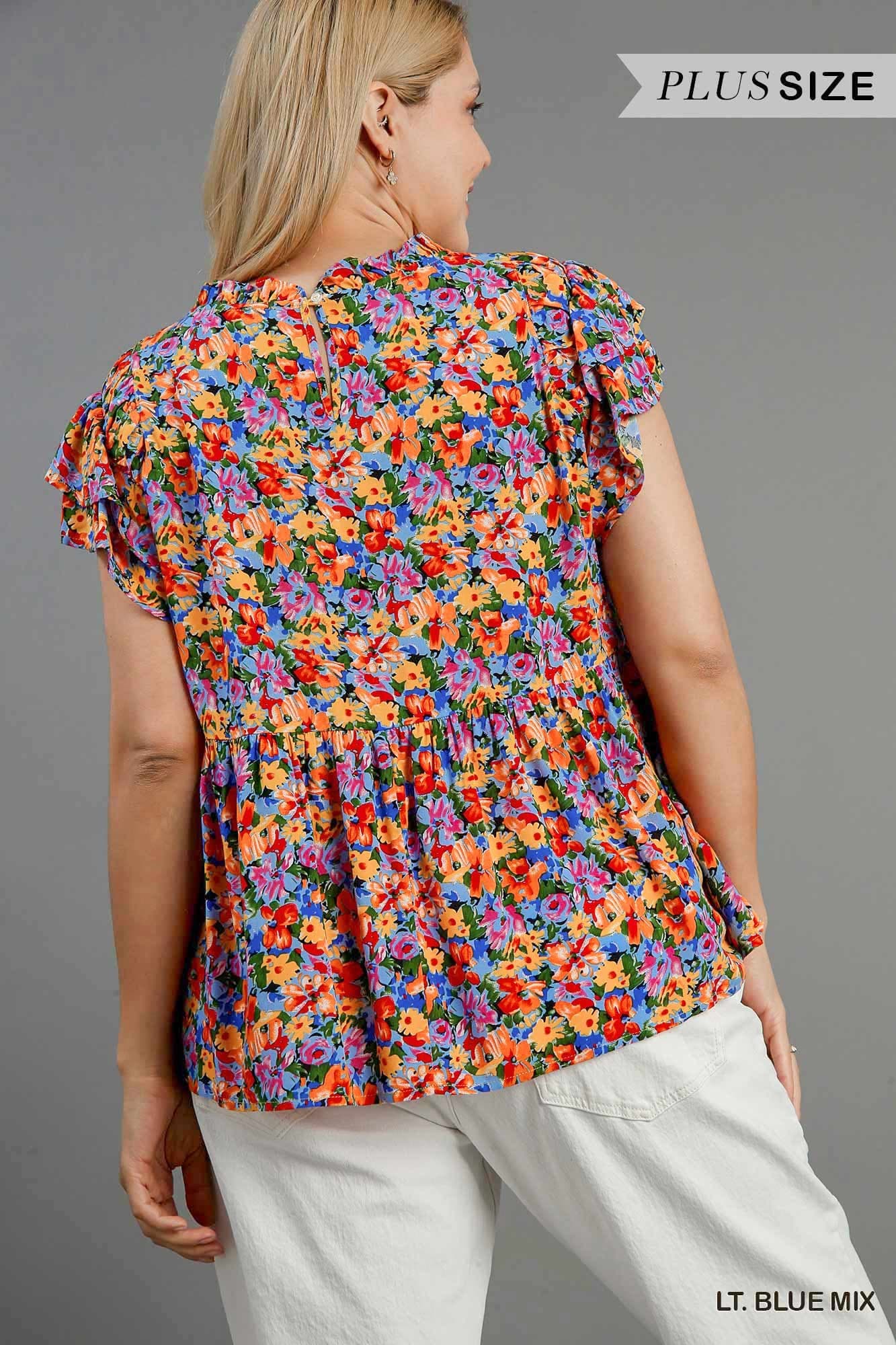 Floral Print Layered Top (PLUS)