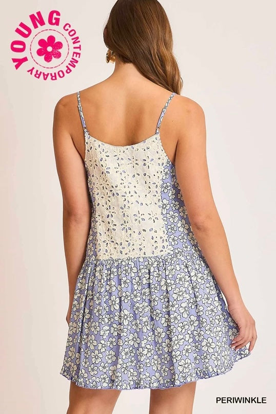 Floral and Eyelet Mini Dress